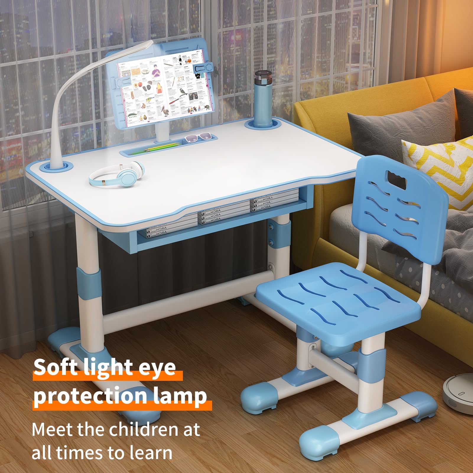 Adjustable Kids Study Desk & Chair Set with Drawer - Perfect for Homework & Drawing