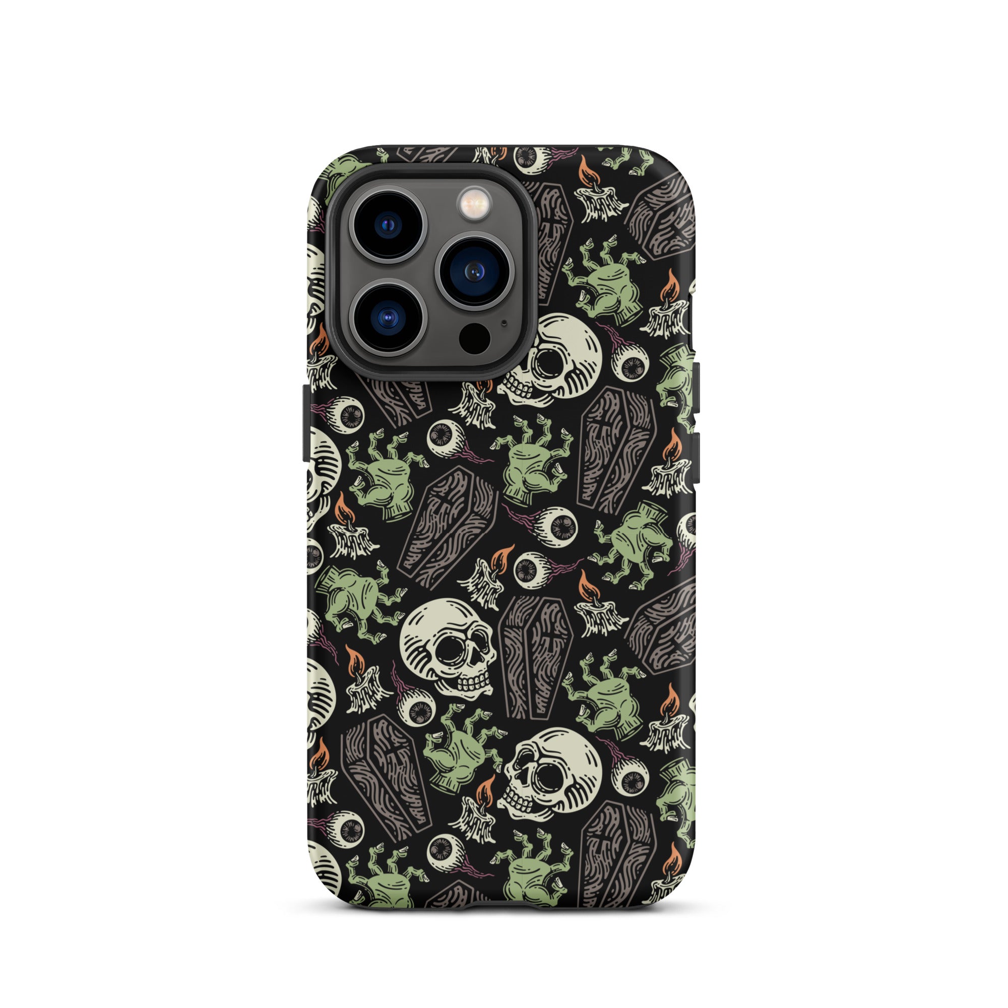 Premium Skeleton Horror iPhone Case - Durable Shockproof Protection for iPhone 12/13/14/15 Pro Max - Gothic Halloween Aesthetic Phone Cover for Parties & Cosplay