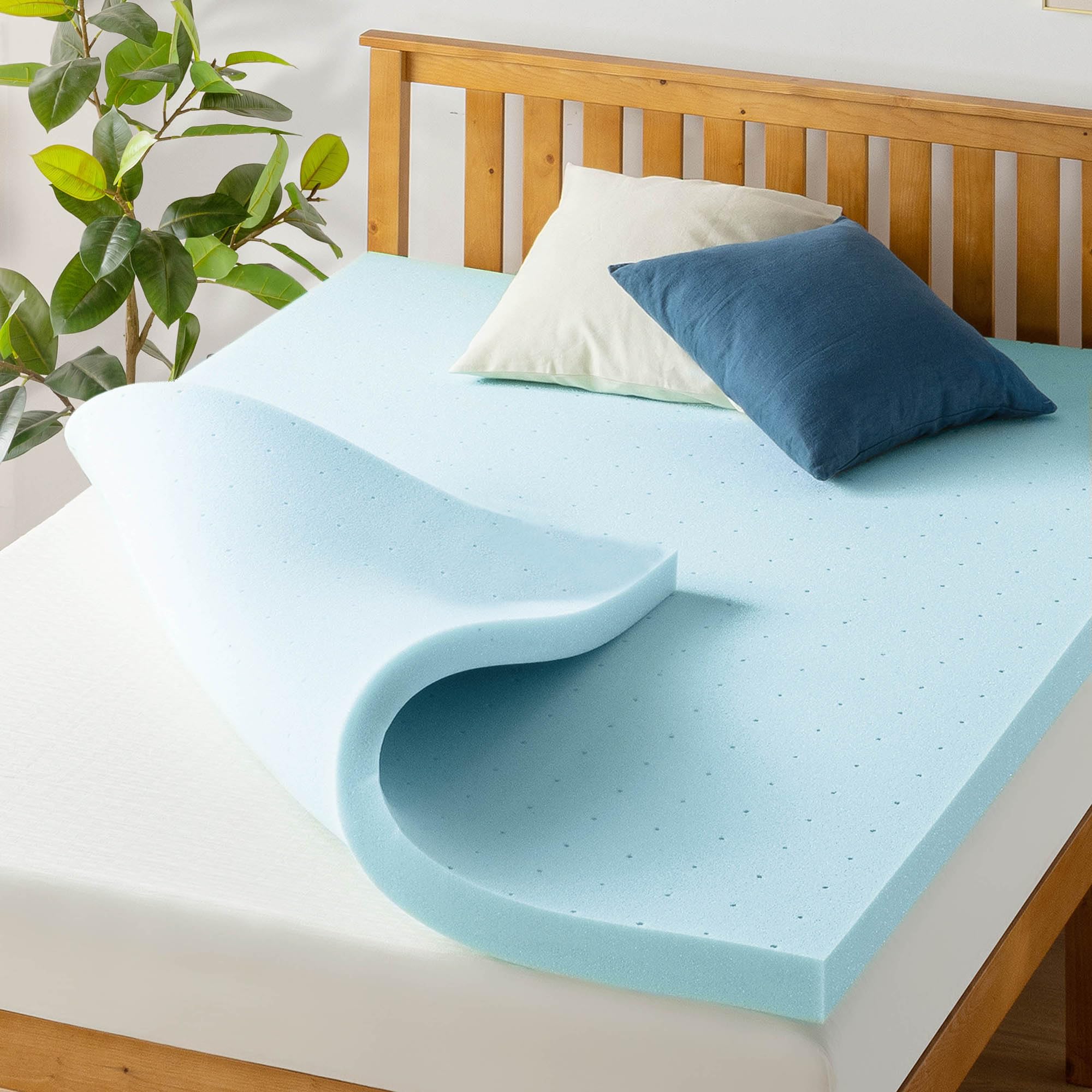 3 Inch Cooling Gel Memory Foam Mattress Topper - Ventilated & CertiPUR-US Certified - California King Size - Blue | Best for Hot Sleepers & Pressure Relief - Perfect for Guest Beds, Dorm Rooms & Home Comfort Upgrade