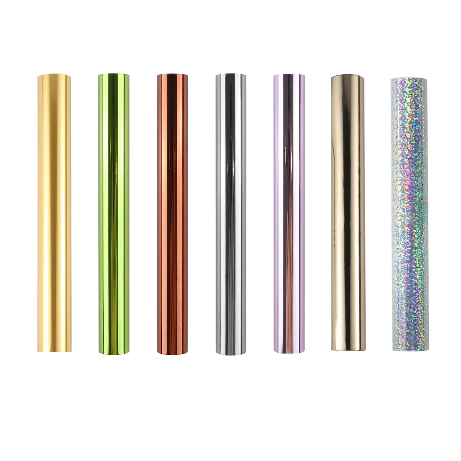7PCS Glimmer Hot Foil Roll - Metallic Variety Pack with Diamond Colors (7.6x197 Inches) - Laser Printer & Laminator Compatible - Toner Reactive Foil for Scrapbooking, Card Making, DIY Paper Crafts & Gift Wrapping