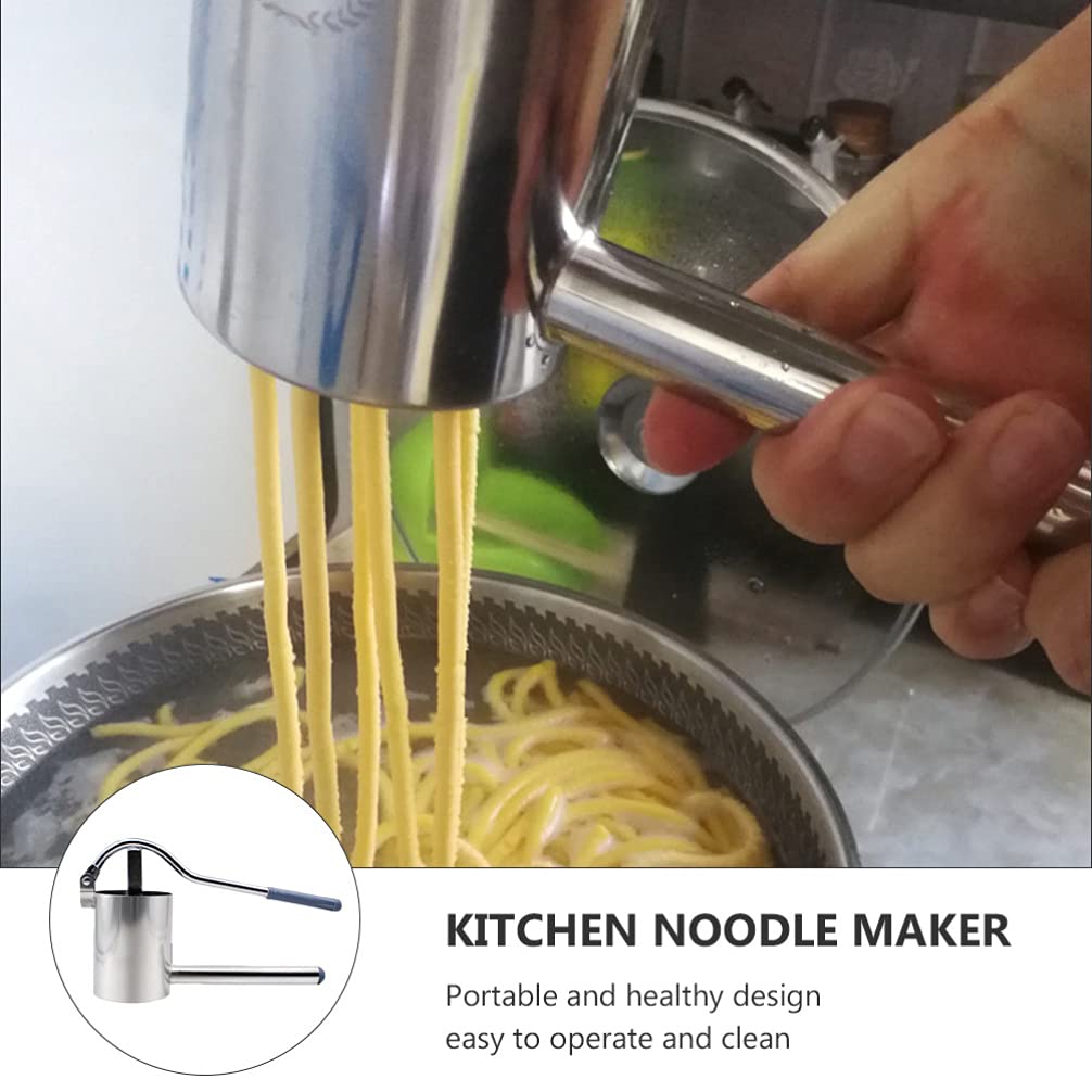 DOITOOL Stainless Steel Manual Noodle Maker - Durable Pasta Press Machine for Homemade Dumplings, Ramen & Spaghetti - Perfect for Kitchen, Camping & Italian Cooking