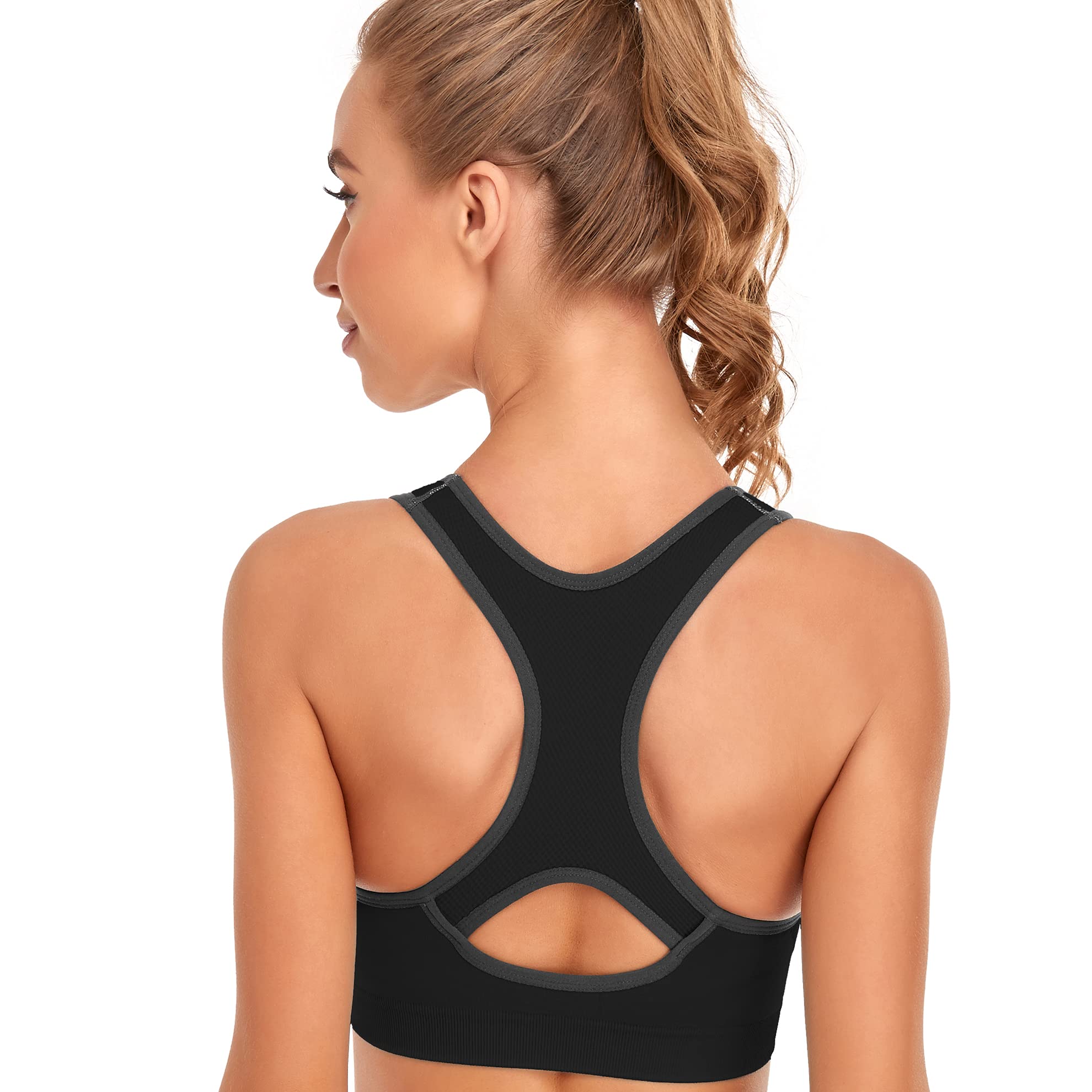 GXXGE Women's High Impact Sports Bra - Padded Racerback Workout Bra for Running, Yoga & Gym - Breathable Activewear Fitness Top for High-Intensity Exercise & Daily Wear