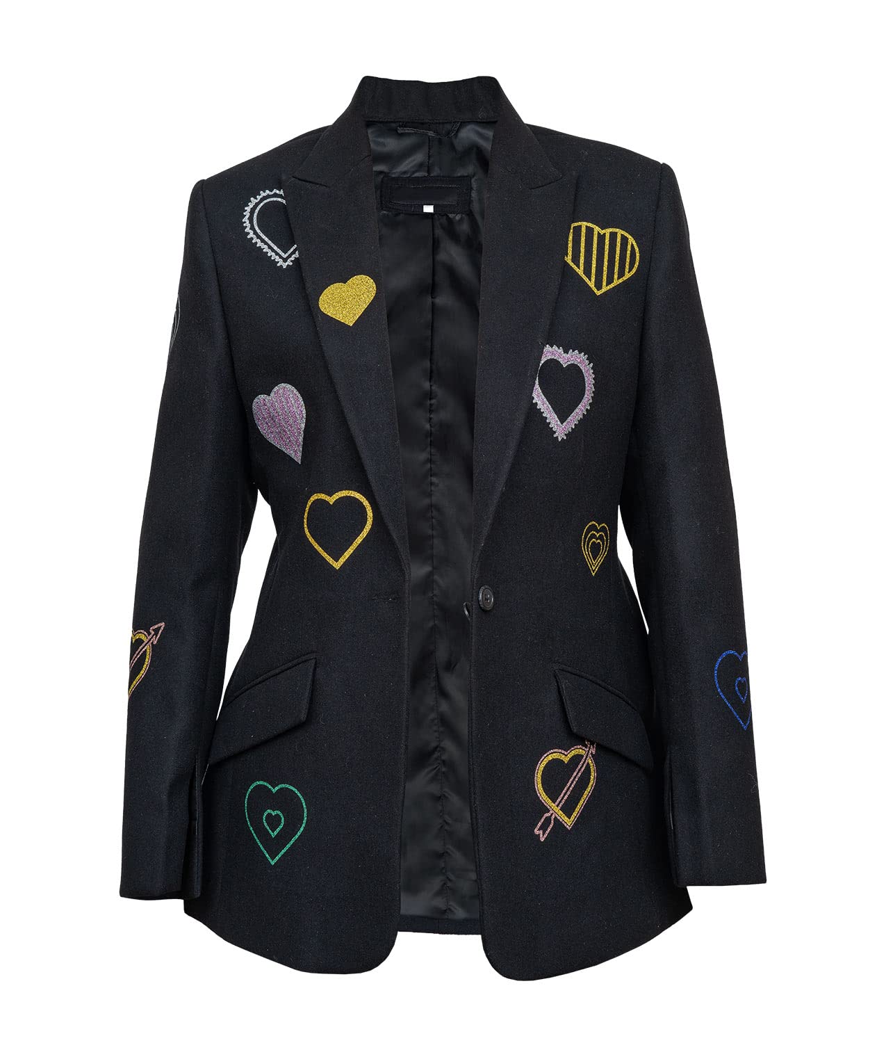 Women's Black Party Blazer Dress - Elegant Heart Outfit for Evening Events, Night Out & Special Occasions