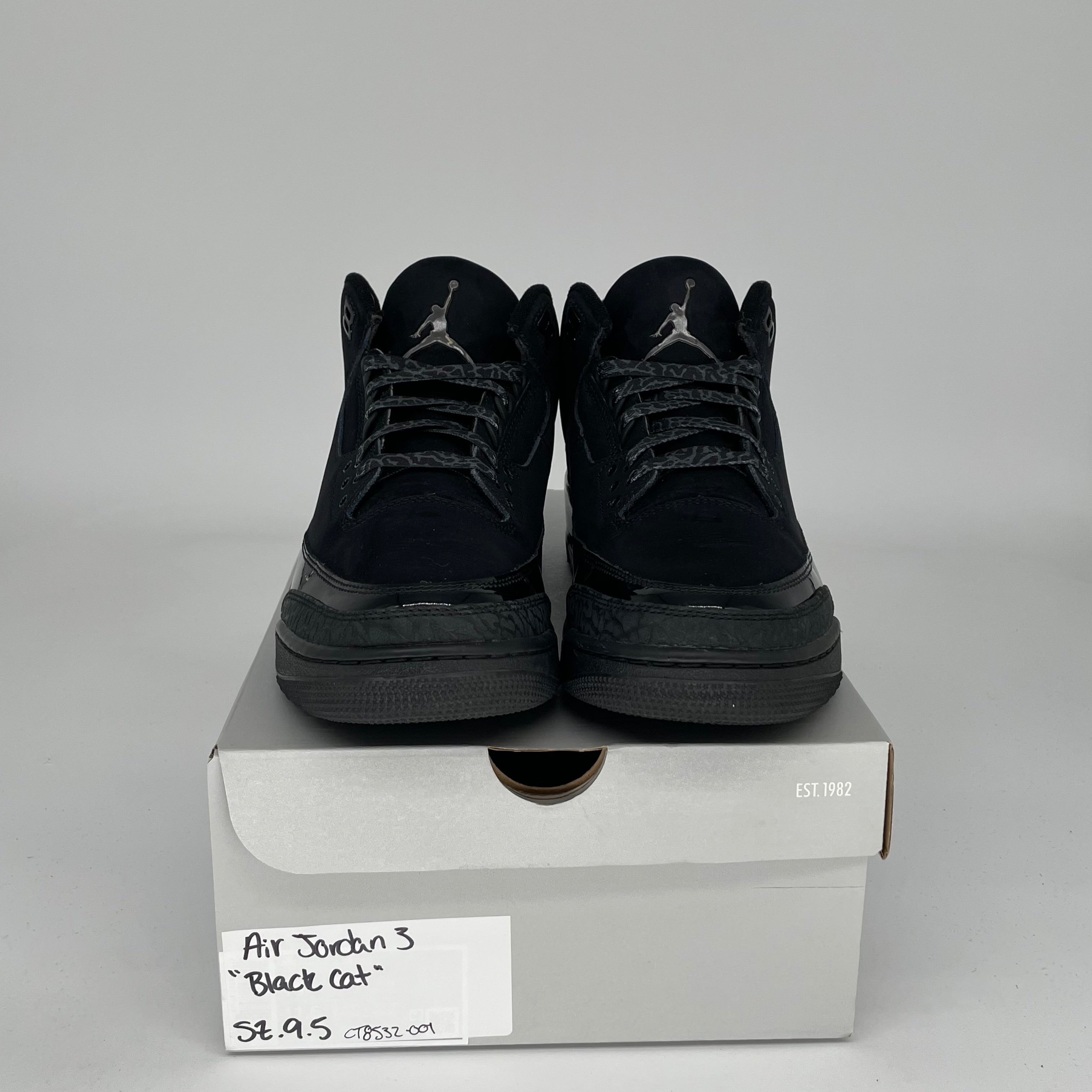 Air Jordan 3 Retro 'Black Cat' Men's Basketball Shoes Size 9.5 - Style CT8532-001 | Perfect for Streetwear, Sneaker Collecting & Casual Wear