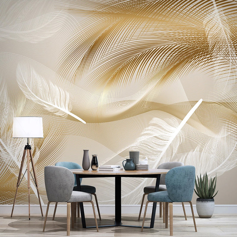 Golden Leaves Wallpaper Mural - Premium Peel & Stick Wall Decor for Living Room, Bedroom | Easy DIY Home Transformation | Nature-Inspired Botanical Design for Modern Interiors