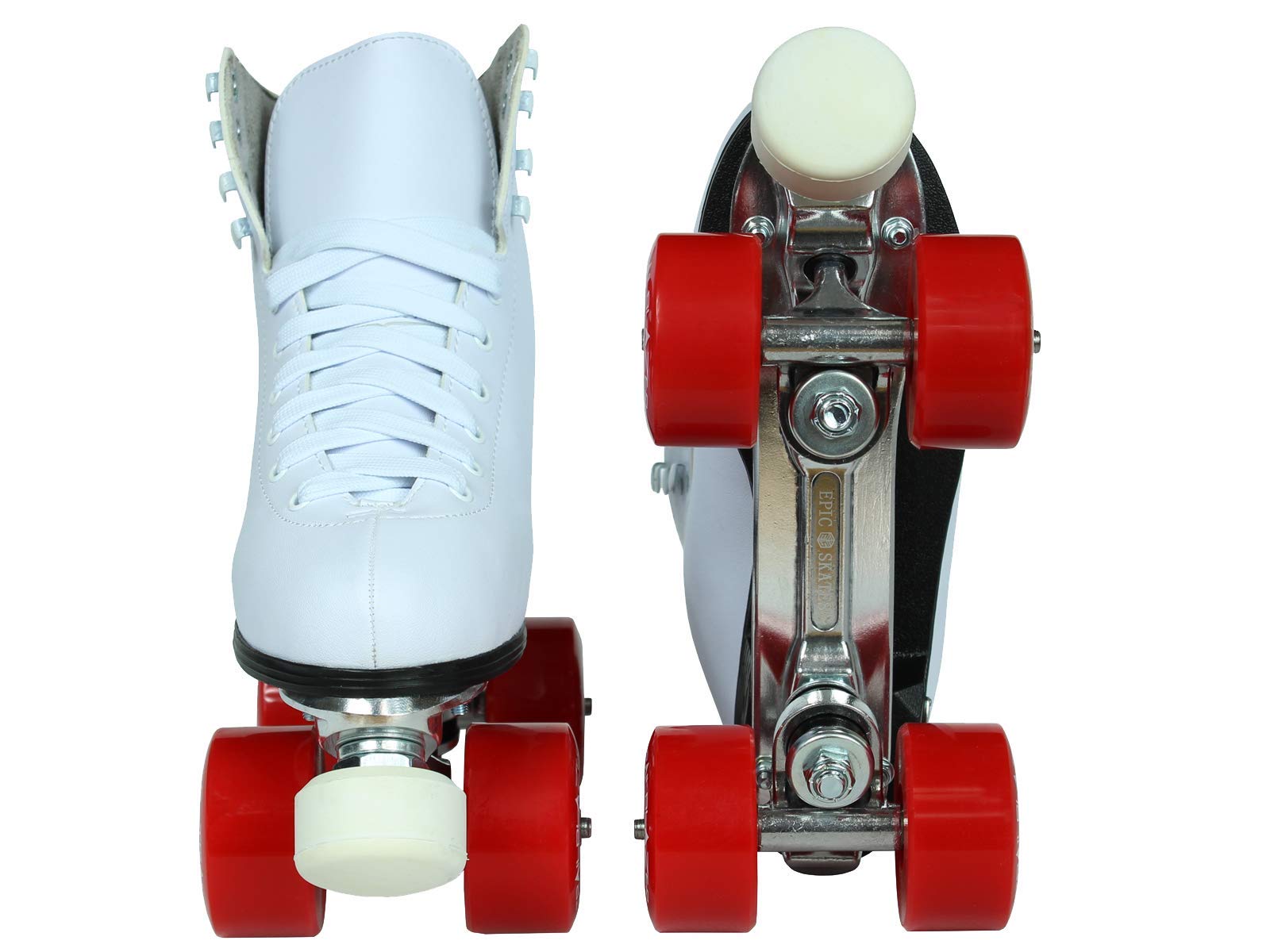 Epic Skates Classic White Roller Skates with Red Wheels - Perfect for Outdoor Skating, Rink Fun & Fitness