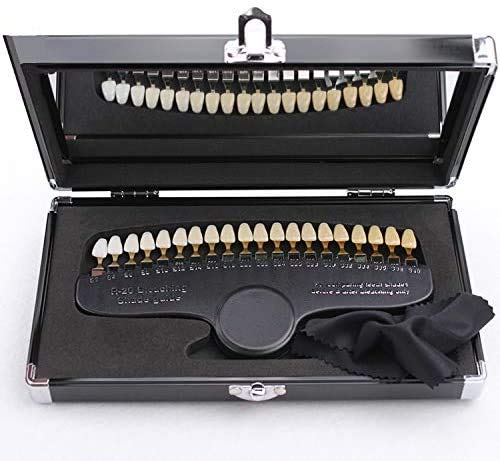 Professional 3D R-20 Teeth Whitening Shade Guide with Mirror - Dental Bleaching Color Chart (20 Shades) for Dentists, Hygienists & At-Home Teeth Whitening Kits