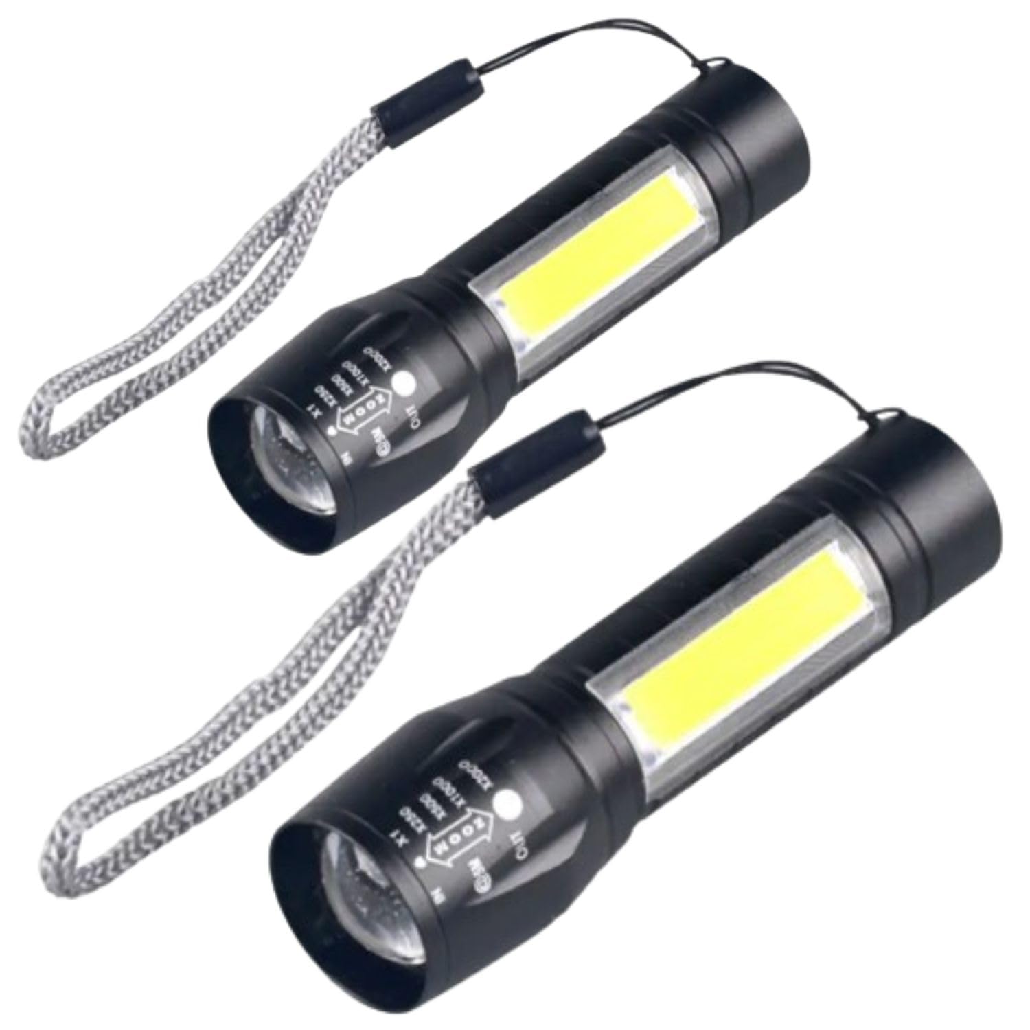 TechPride Rechargeable LED Flashlight - High Lumens, Zoomable Mini Torch with 3 Light Modes | Perfect for Emergencies, Camping, Hiking & Outdoor Adventures (Combo T1-2)