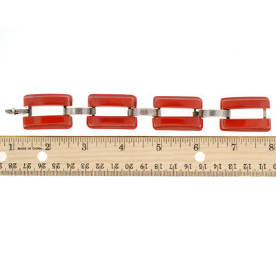 Vintage Art Deco Bakelite & Chrome Large Link Statement Bracelet - Elegant 1920s Style Jewelry for Women, Perfect for Parties, Weddings & Special Occasions