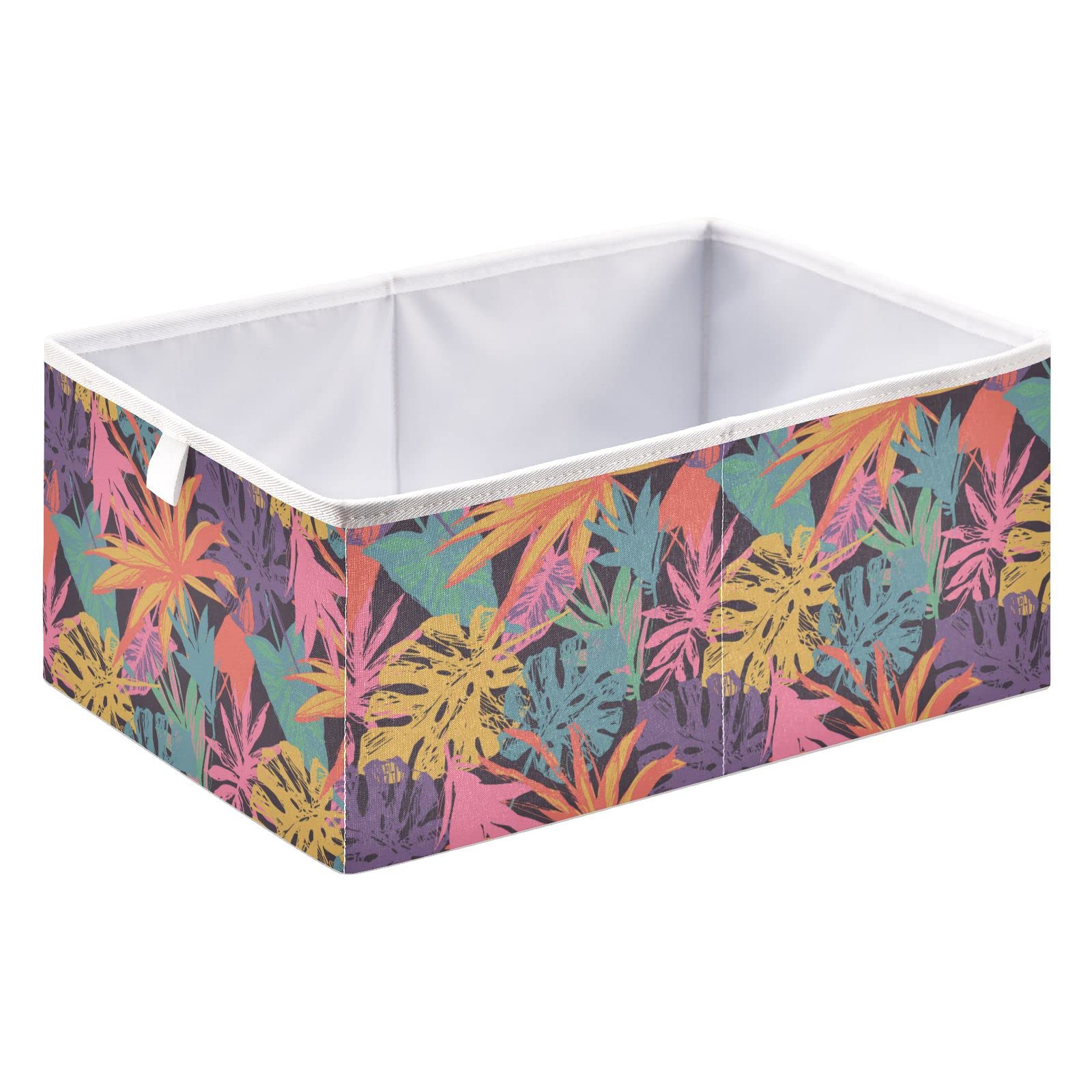 Foldable Fabric Storage Bins 15.75x10.63x6.96 Inches - Collapsible Cube Organizer with Modern Leaf Design for Shelves, Closet & Home Organization - Perfect for Toys, Books, Laundry & Bedroom Storage