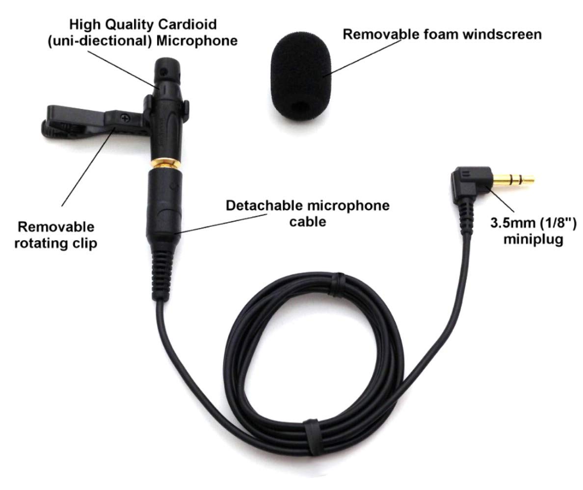 Best Low Noise Uni-Directional (Cardioid) Lapel Microphone with Detachable Cable - Battery-Free Operation - Made in USA - Perfect for Podcasting, Interviews, YouTube Videos & Live Streaming