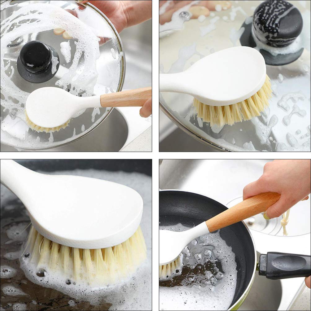 Hemoton 1-Piece Long Handle Pot Scrubber Brush - Durable Kitchen Cleaning Brush for Pots, Pans & Dishes - Perfect for Home Kitchen, Camping & Outdoor Cooking (Stainless Steel Scrubber with Ergonomic Handle)