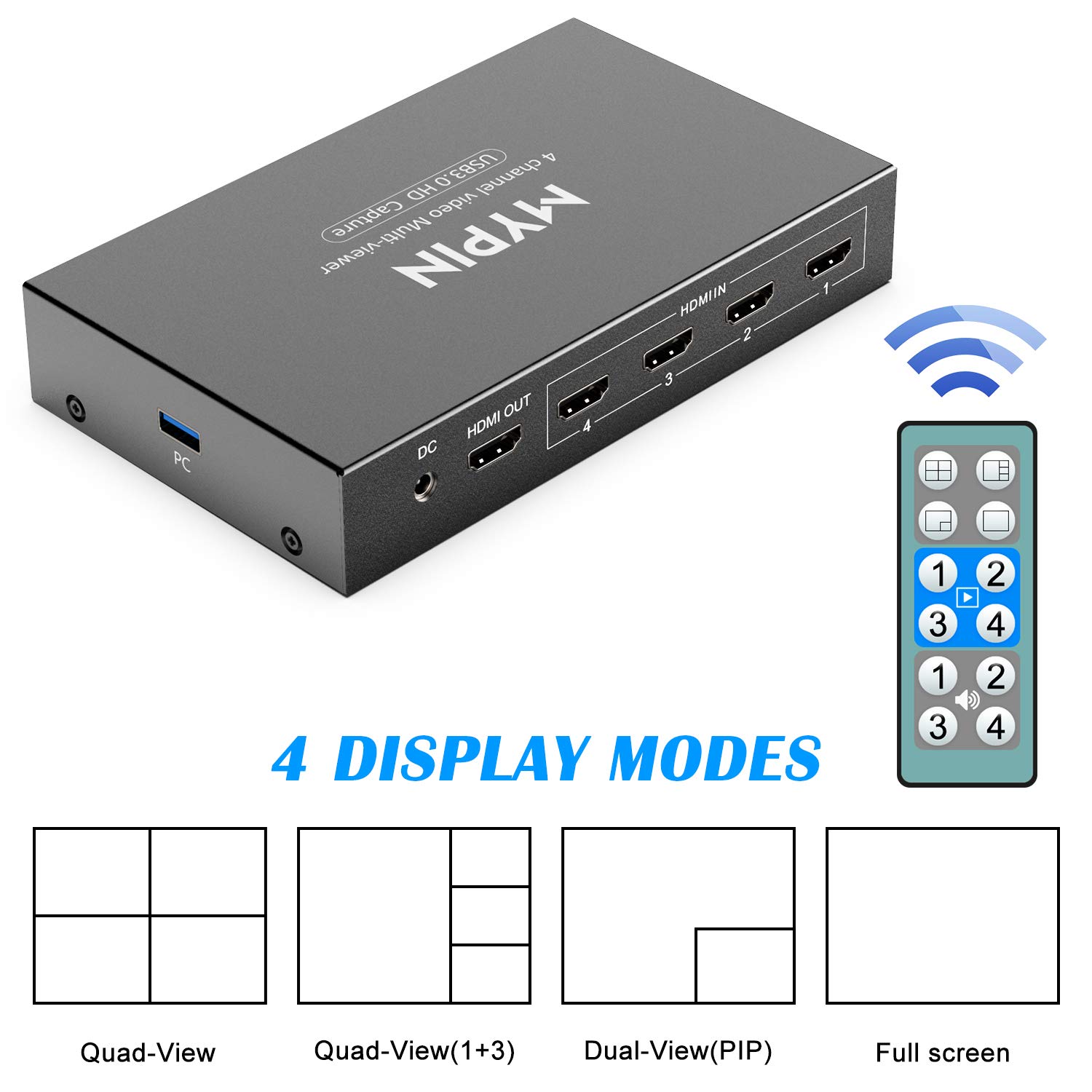 MYPIN USB 3.0 HDMI Video Capture Card - 4K 1080P 60fps Multi-Channel Game Capture Device with Loop Out for Xbox One, PS4, Wii U, Nintendo Switch - Perfect for Live Streaming, Gaming, Video Recording & Content Creation