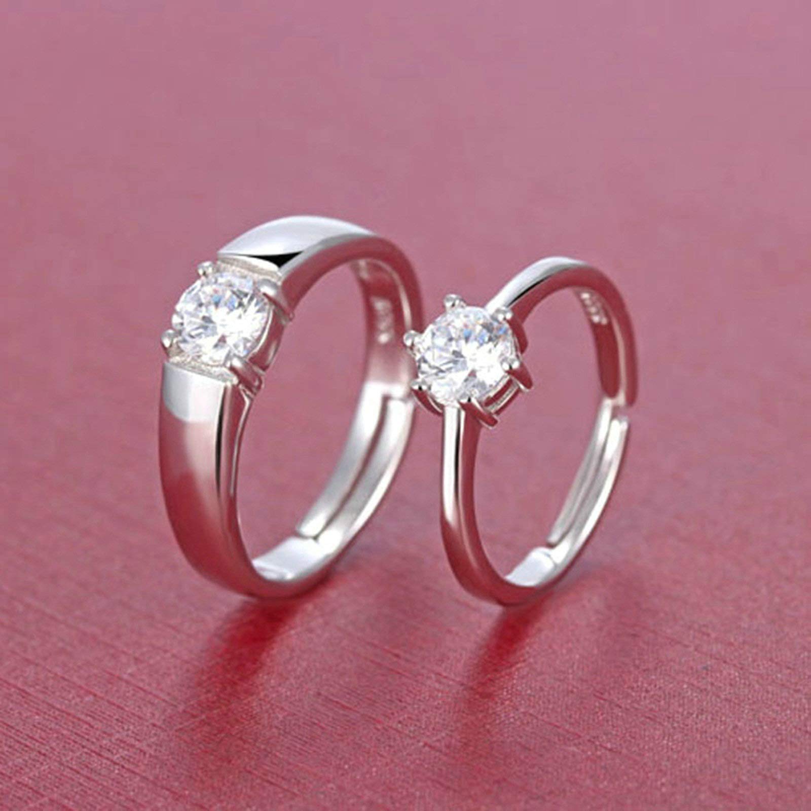 Sterling Silver Promise Rings for Couples - Round Cut Cubic Zirconia Engagement Rings for Women & Men - Perfect for Anniversaries, Valentine's Day & Romantic Gifts