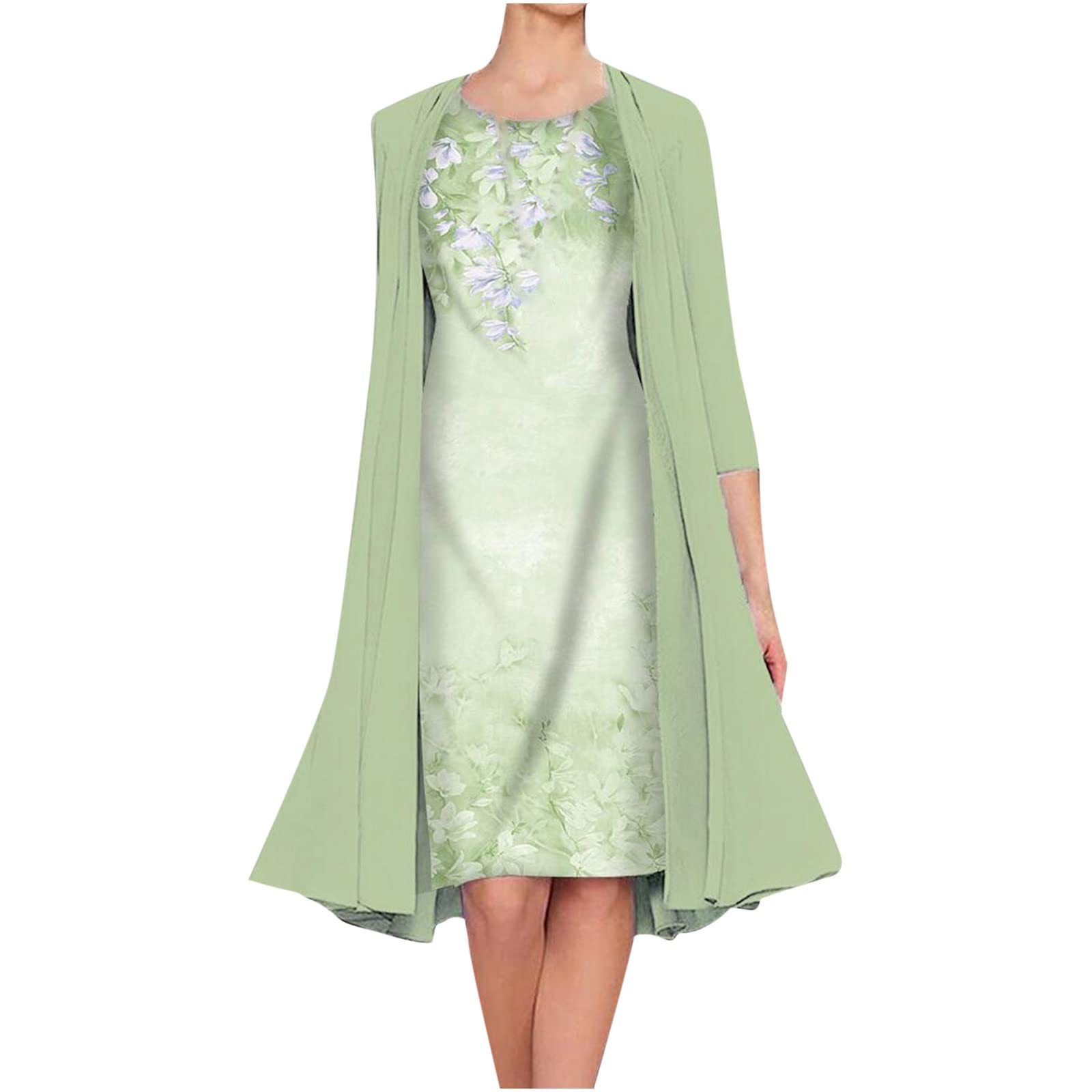 Women's Plus Size Floral Printed Maxi Dress with Long Sleeves - Autumn Casual Two Piece Set for Wedding Guest & Special Occasions | Elegant Long Sundress for Fall 2021