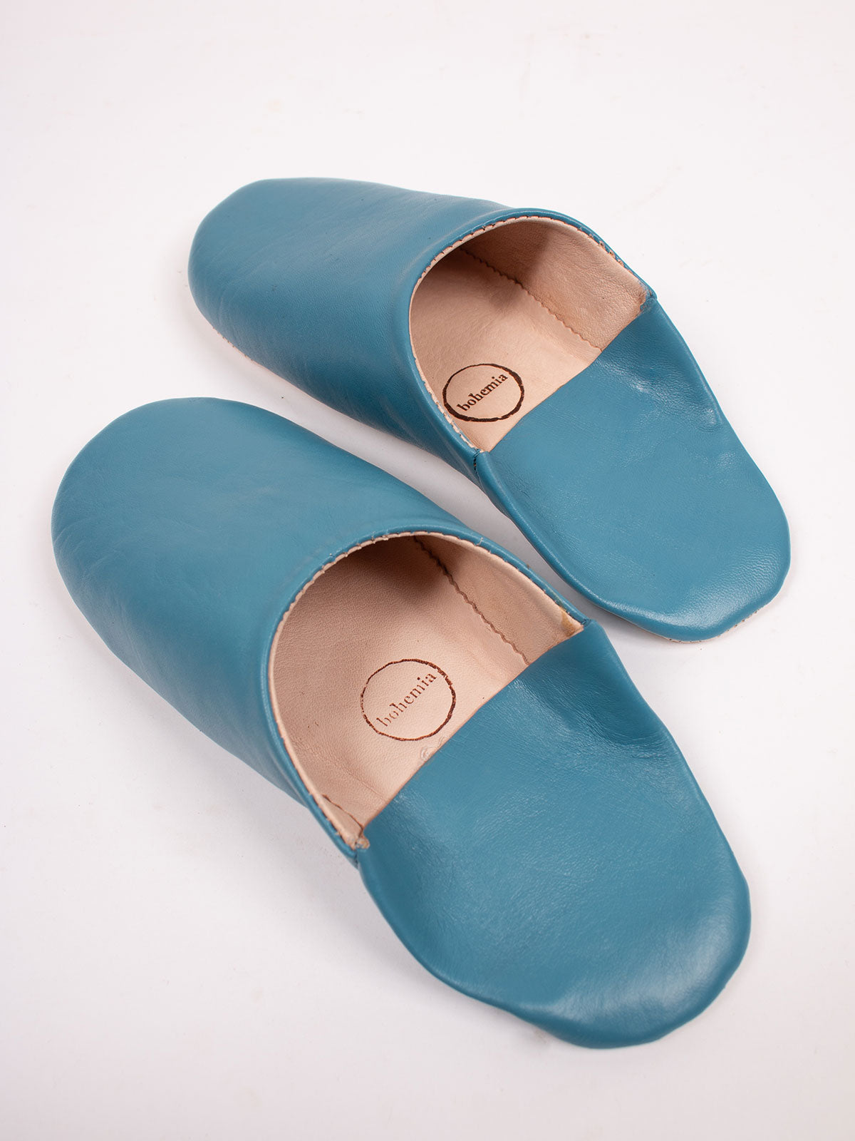 Authentic Moroccan Men's Babouche Slippers - Soft Leather Comfort Shoes in Blue Grey | Perfect for Home, Lounge & Cultural Fashion