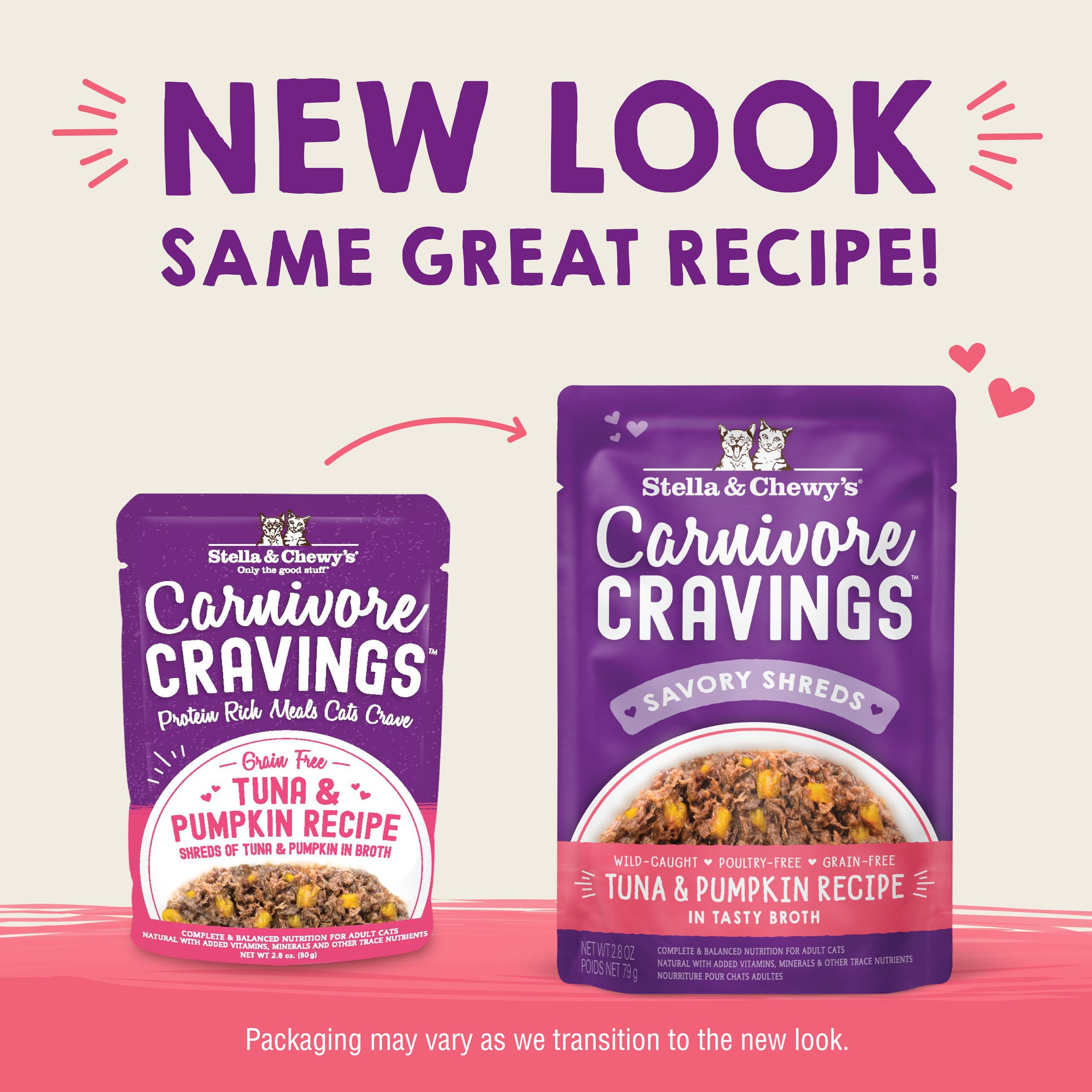 Stella & Chewy's Carnivore Cravings Savory Shreds Grain-Free Wet Cat Food - High Protein Tuna & Pumpkin Recipe (2.8oz Pouches, Pack of 12) - Perfect as Meal, Topper or Treat for Indoor & Outdoor Cats