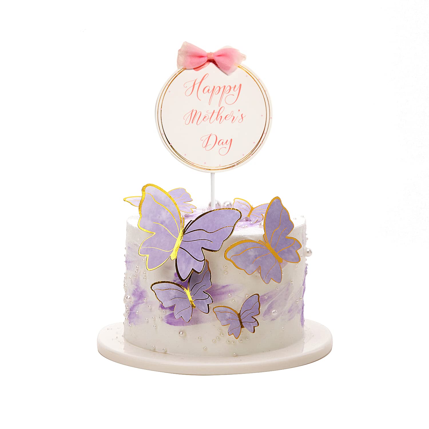 11-Piece Happy Mother's Day Cake Topper Set - Elegant Butterfly & Best Mom Decorations for Birthday, Wedding, Baby Shower & Party Cakes - Perfect for Mother's Day Celebrations & Special Occasions