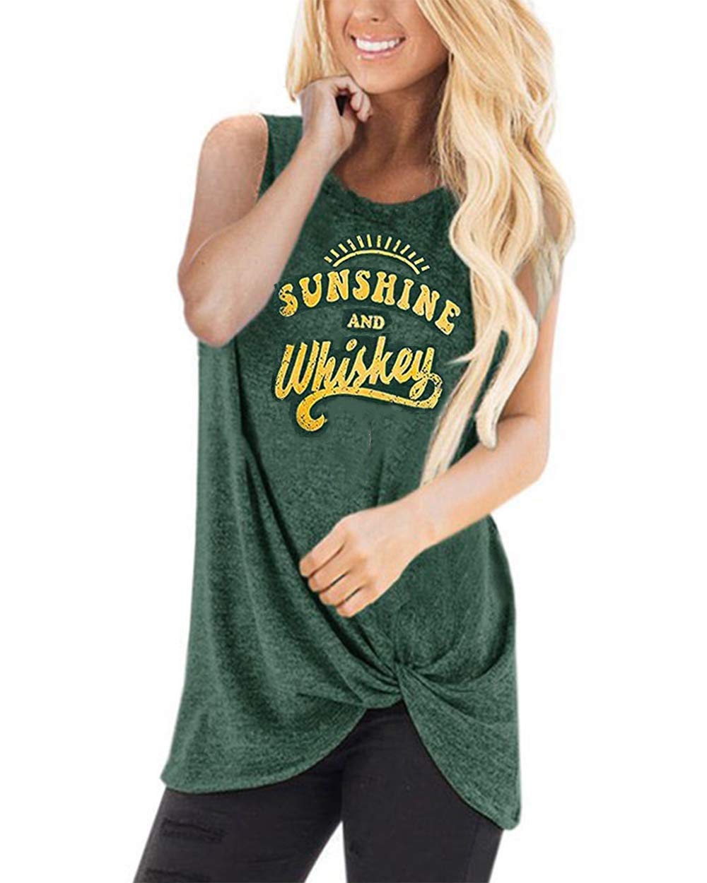 Women's Summer Tank Tops - Twist Knot Casual Sleeveless Blouses, Loose Fit Flowy Tunics for Beach, Vacation & Everyday Wear