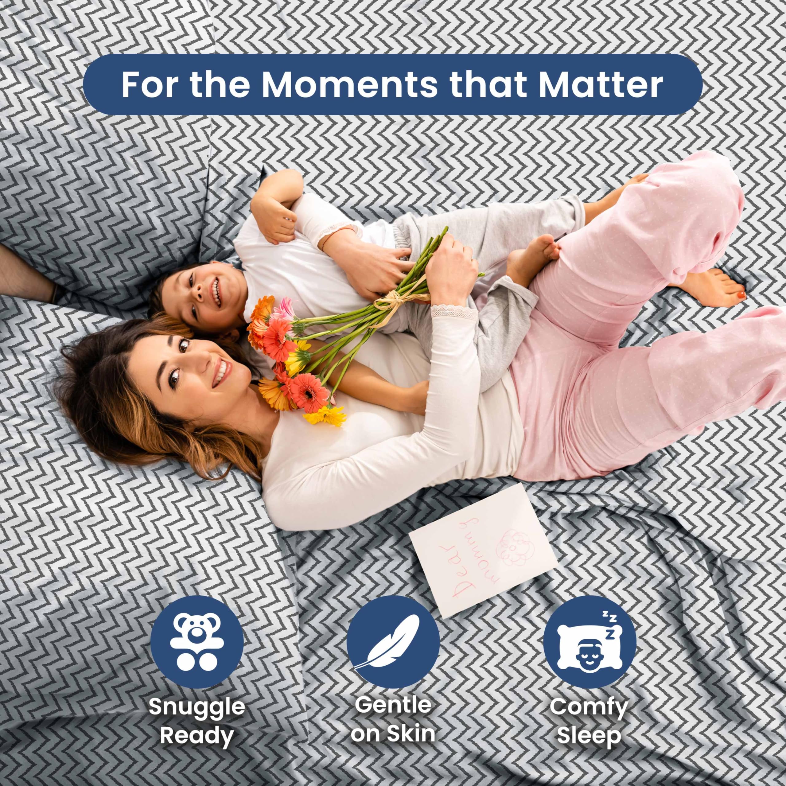 3 Piece Twin Sheets Set - Soft Breathable Brushed Cotton Blend Bed Sheets | Wrinkle Resistant, Durable & Easy Care | Perfect for Kids Rooms, Dorms & Guest Beds | Chevron Pattern Twin Size Bedding