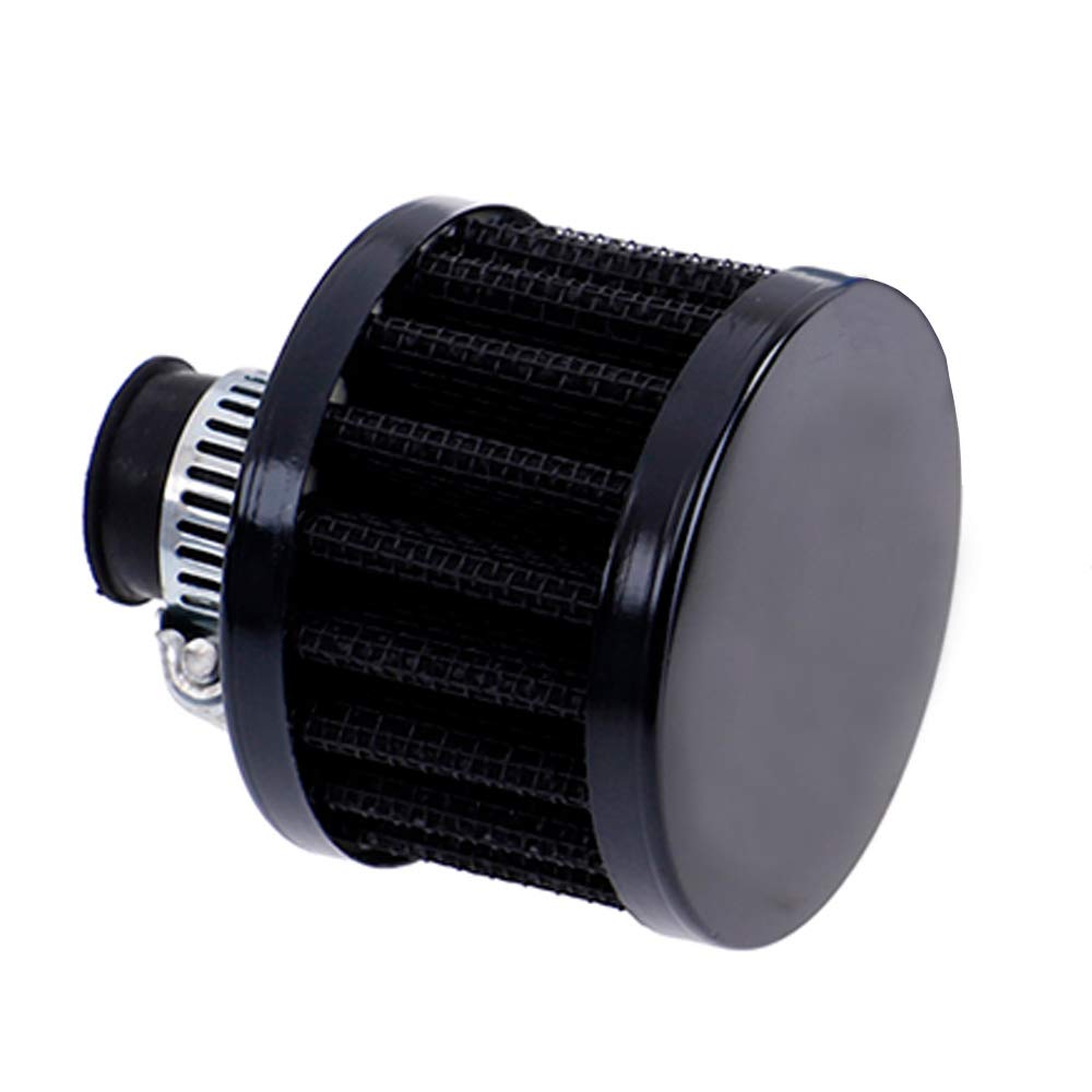 12mm Mini Black Universal Car Air Intake Filter - High Performance Cold Air Turbo Vent for Motors, Engines & Vehicles - Improves Engine Efficiency & Airflow (Ideal for Racing, Off-Road & Daily Driving)