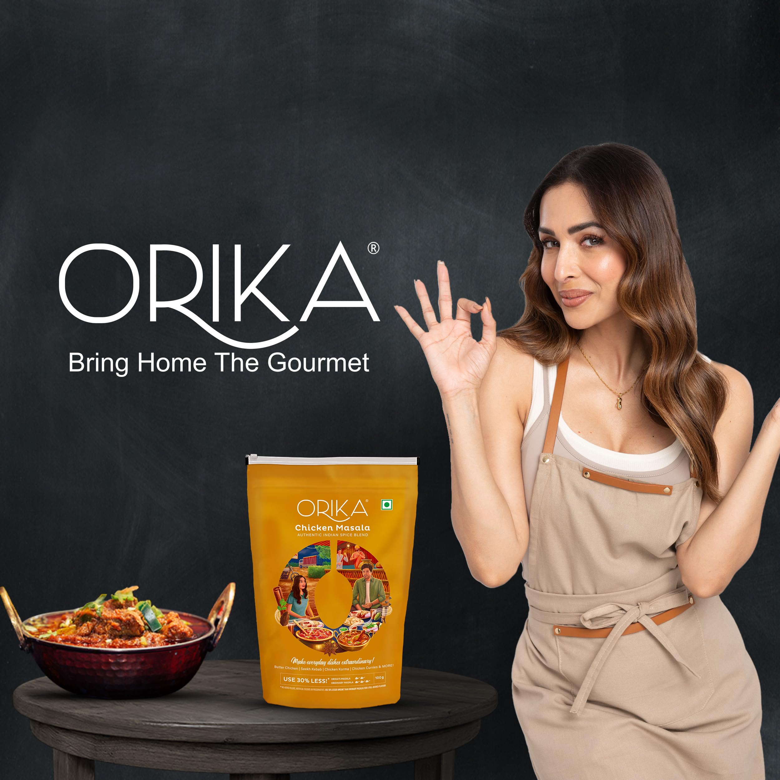 Orika Chicken Masala Spice Powder - 100g Pack | Authentic Indian Masala for Chicken Curry, Biryani & Tandoori | Perfect for Home Cooking & Restaurant Use