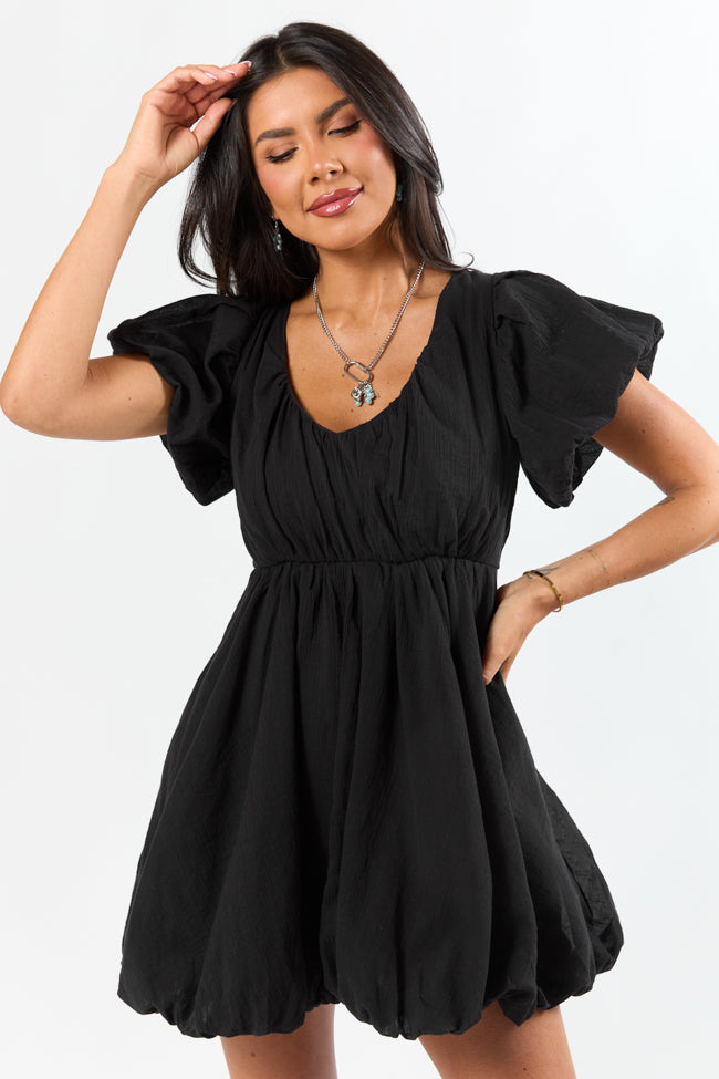 Almost Daylight Black Bubble Hem Mini Dress - Stylish & Trendy Women's Party Dress for Night Out, Date Night & Special Occasions