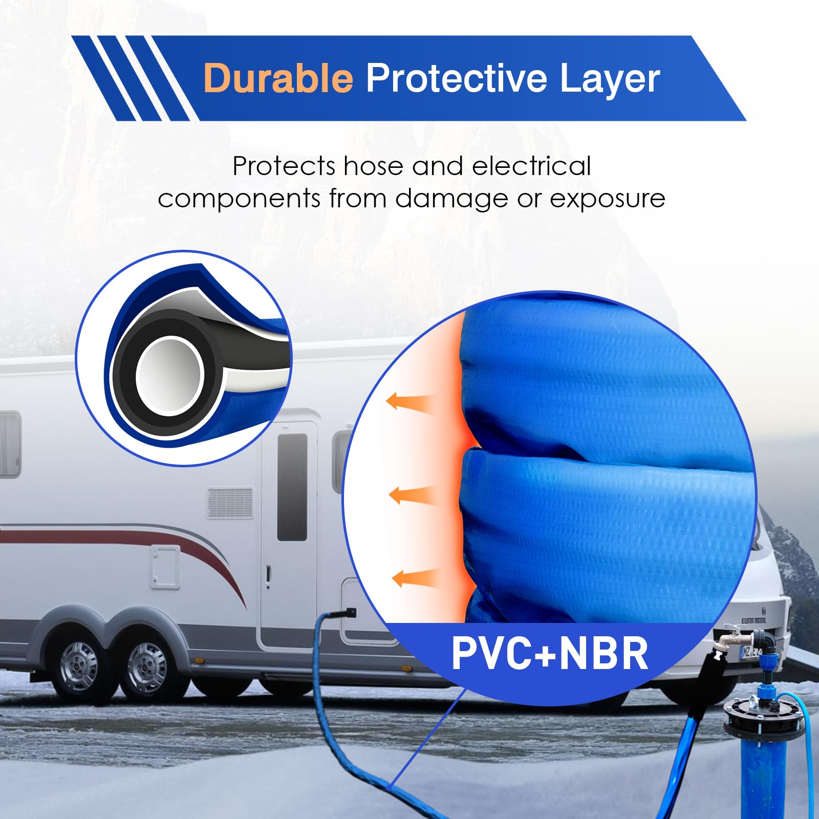 30FT RV Heated Drinking Water Hose with Temperature Control - Freeze Protection Down to -40°F/-40°C, Electric Heated Water Hose for RV, Camping, Boat & Winter Outdoor Use - Perfect for Cold Weather Camping, Boating & RV Travel