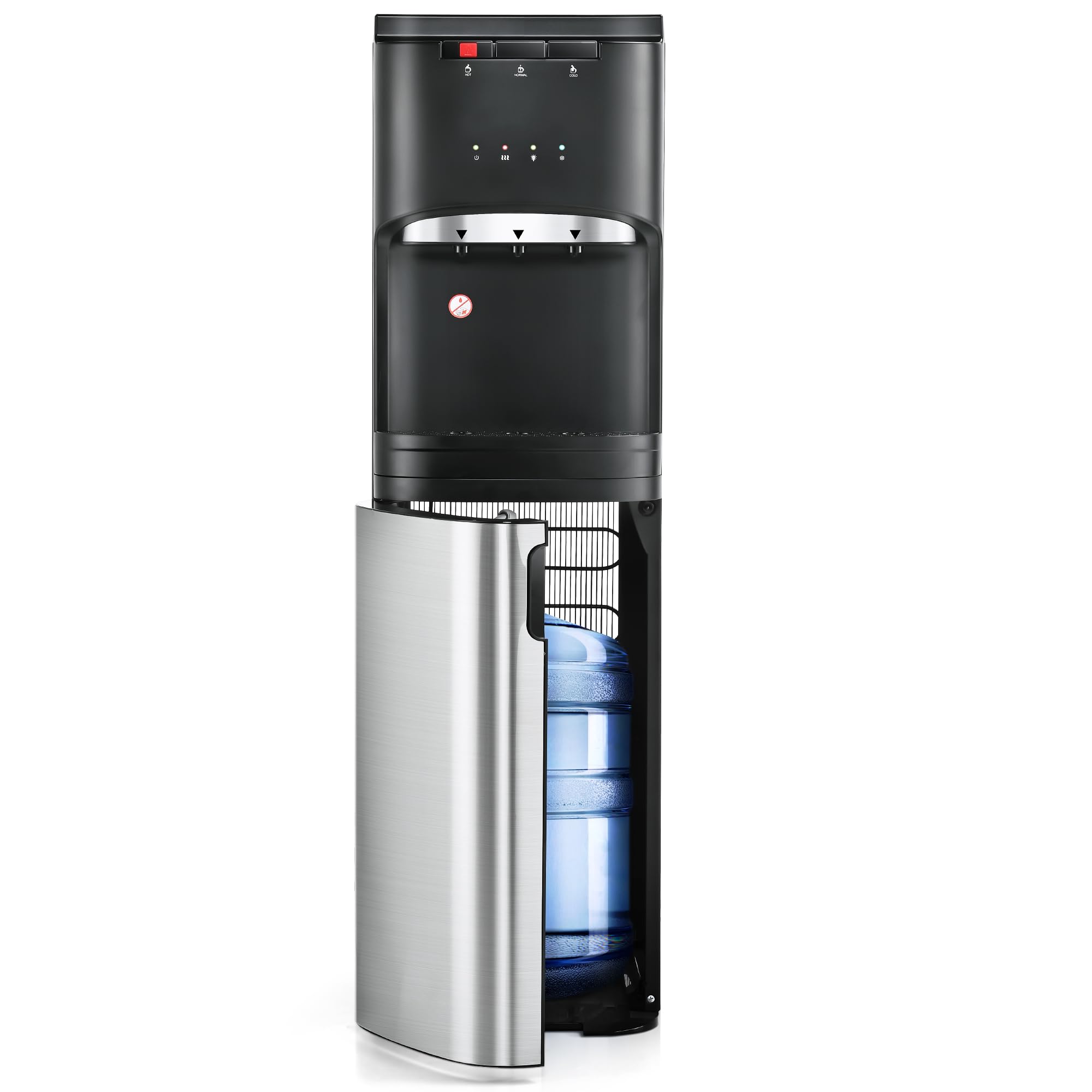 Euhomy Self-Cleaning Bottom Loading Water Cooler Dispenser with UV Sterilization - Stainless Steel 3/5 Gallon Water Dispenser for Home & Office - Perfect for Kitchen, Living Room, or Workplace Hydration
