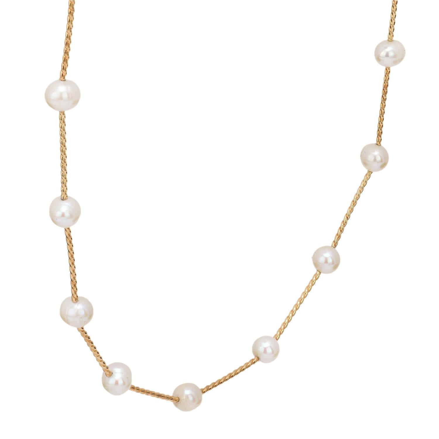 14K Gold Pearl Tube Necklace for Women - Elegant Dainty Layering Jewelry Gift for Her - Perfect for Weddings, Parties & Everyday Wear