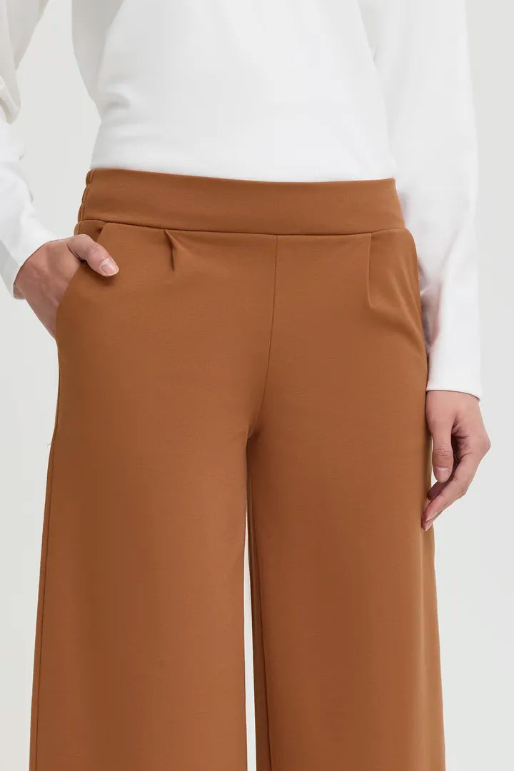 Kate Cropped Wide Leg Pants for Women - High Waisted Linen Trousers in Brown Patina | Casual Summer Outfits & Office Wear