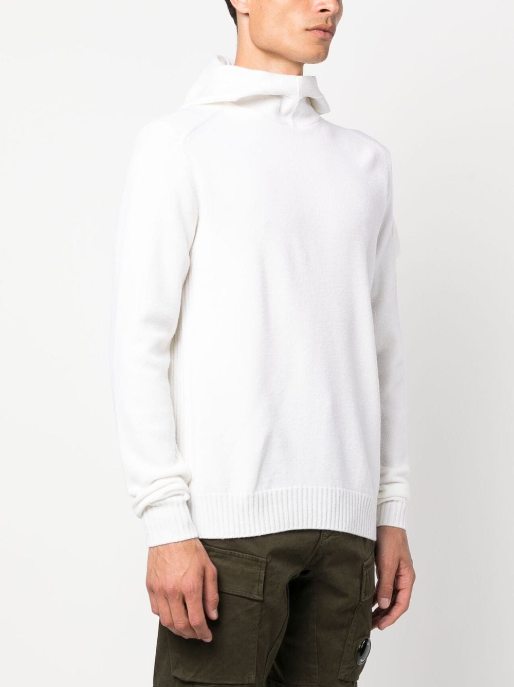 C.P. COMPANY METROPOLIS White Sweater for Men - Premium Cotton Knit Pullover for Casual & Streetwear Fashion | Perfect for Urban Outfits and Winter Layering