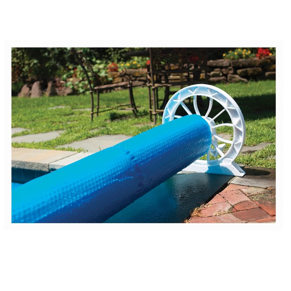 21-Inch White In-Ground Swimming Pool Solar Blanket Reel System - Durable Pool Cover Roller for Easy Storage | Perfect for Backyard, Residential & Commercial Pools