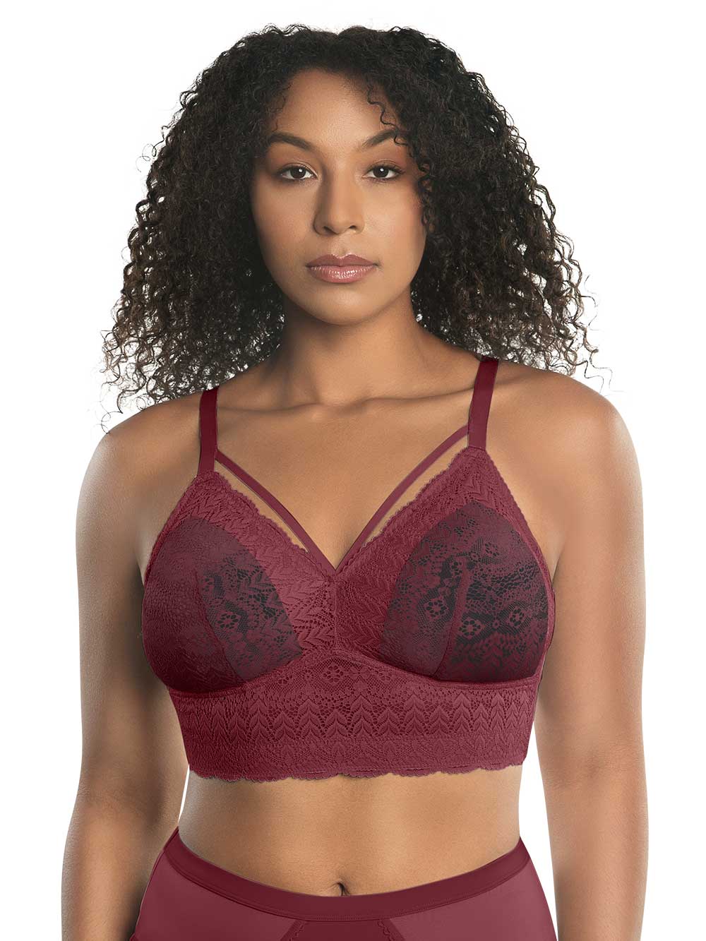 Parfait Mia Lace Wireless Padded Bralette - Comfortable Support Bra in Rio Red | Perfect for Everyday Wear & Special Occasions
