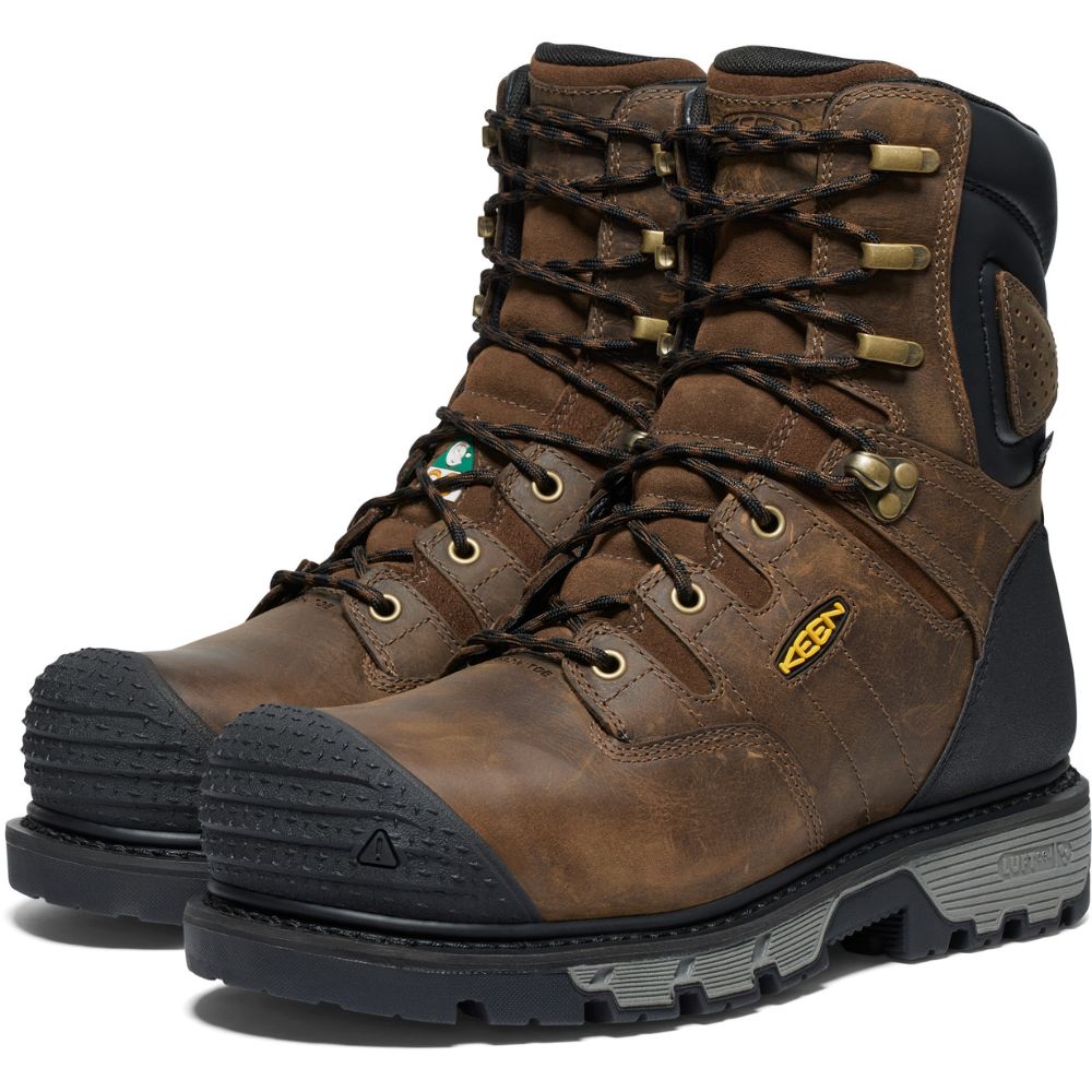 **Keen Camden Men's Size 8 Waterproof Composite Toe Work Boots - Brown (Model 1027678) | Durable & Comfortable for Construction, Hiking & Outdoor Work**