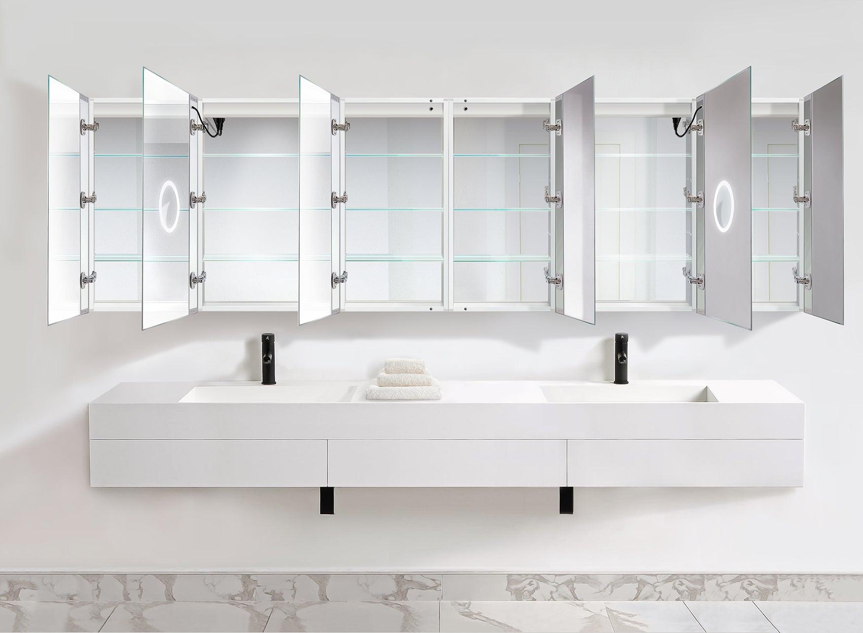 Krugg Svange 36 Inch LED Bathroom Mirror Medicine Cabinet with Adjustable Dimmer & Anti-Fog Function - Perfect for Modern Bathrooms, Vanities and Spa-Like Retreats
