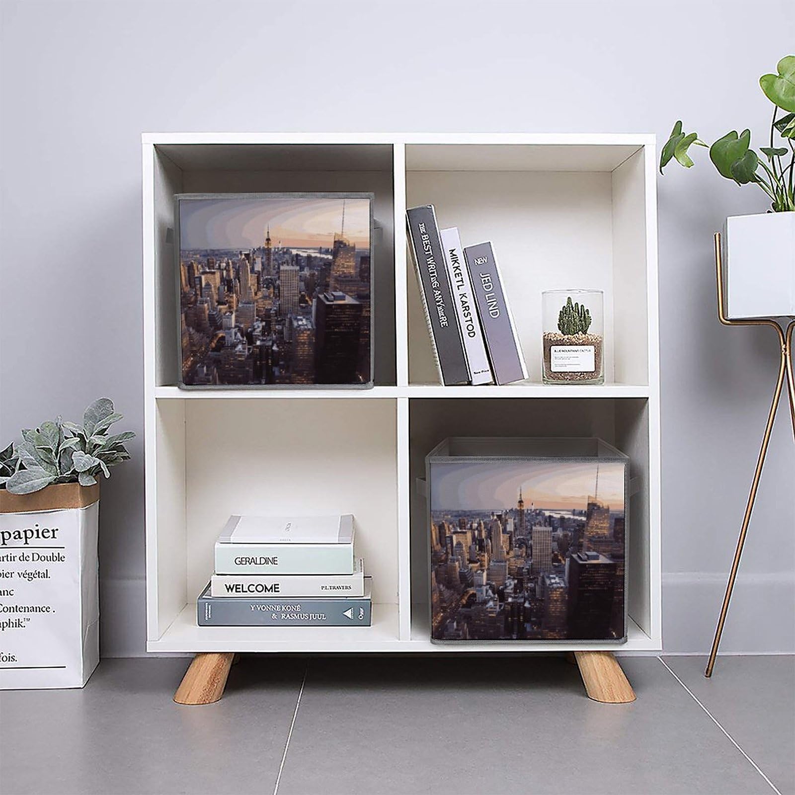6-Piece Collapsible Storage Bins with Handles - NYC Themed Printed Foldable Organizer Boxes for Home, Office & Closet | Space-Saving Shelving Baskets for Household Organization & Decluttering