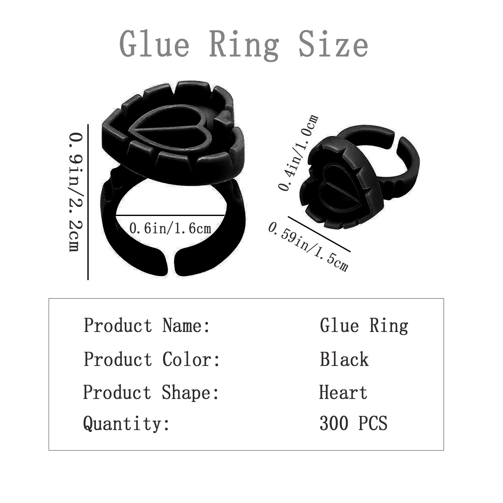 **300PCS Black Disposable Eyelash Glue Rings - Heart & Flower Shaped Lash Glue Holders for Eyelash Extensions - Perfect for Salon, DIY & Professional Lash Artists**