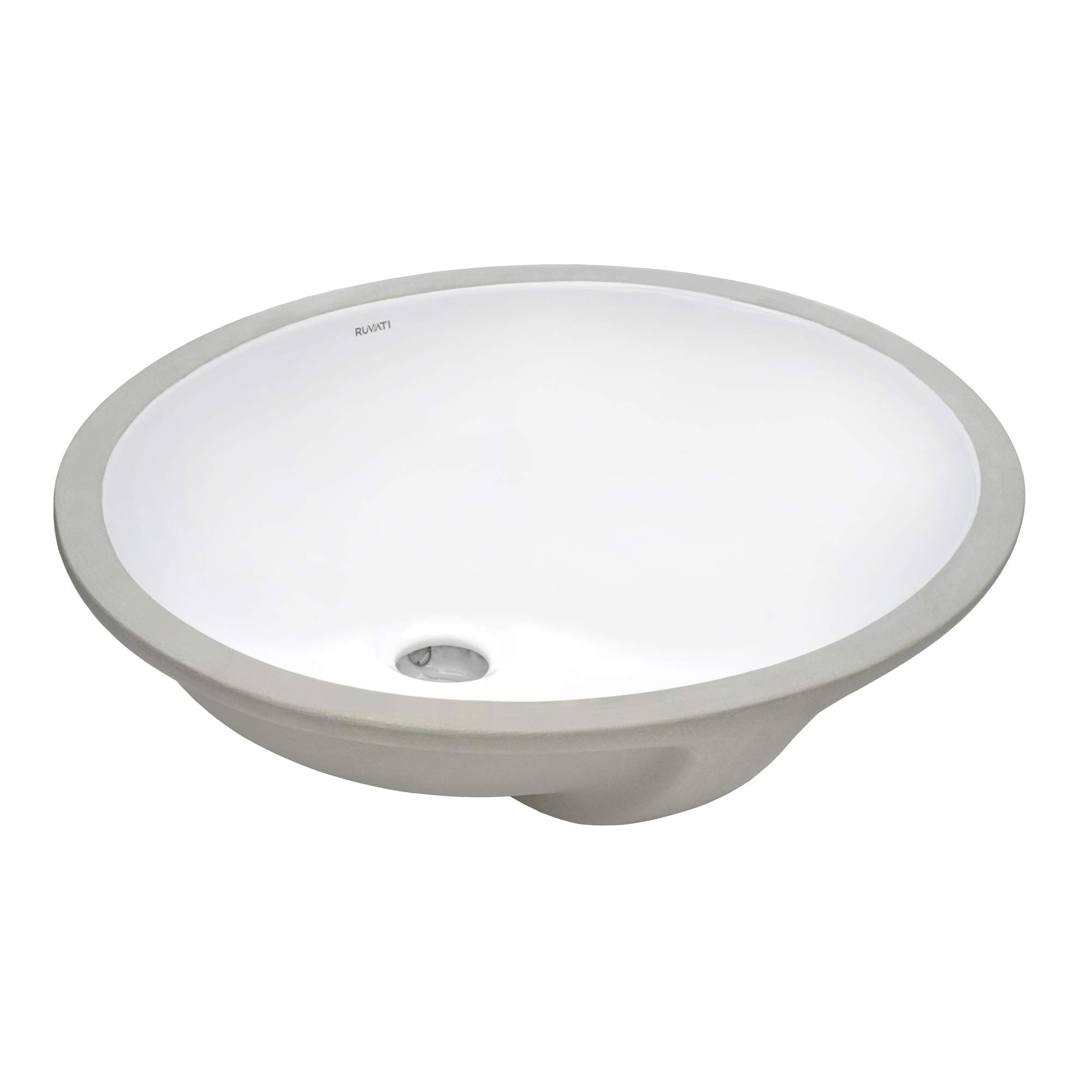 Ruvati 19 x 16 Inch White Oval Ceramic Undermount Bathroom Sink with Overflow - Porcelain Vanity Basin for Bathroom & RV (RVB0619) - Perfect for Modern Home, Guest Bath, and Tiny House Renovations