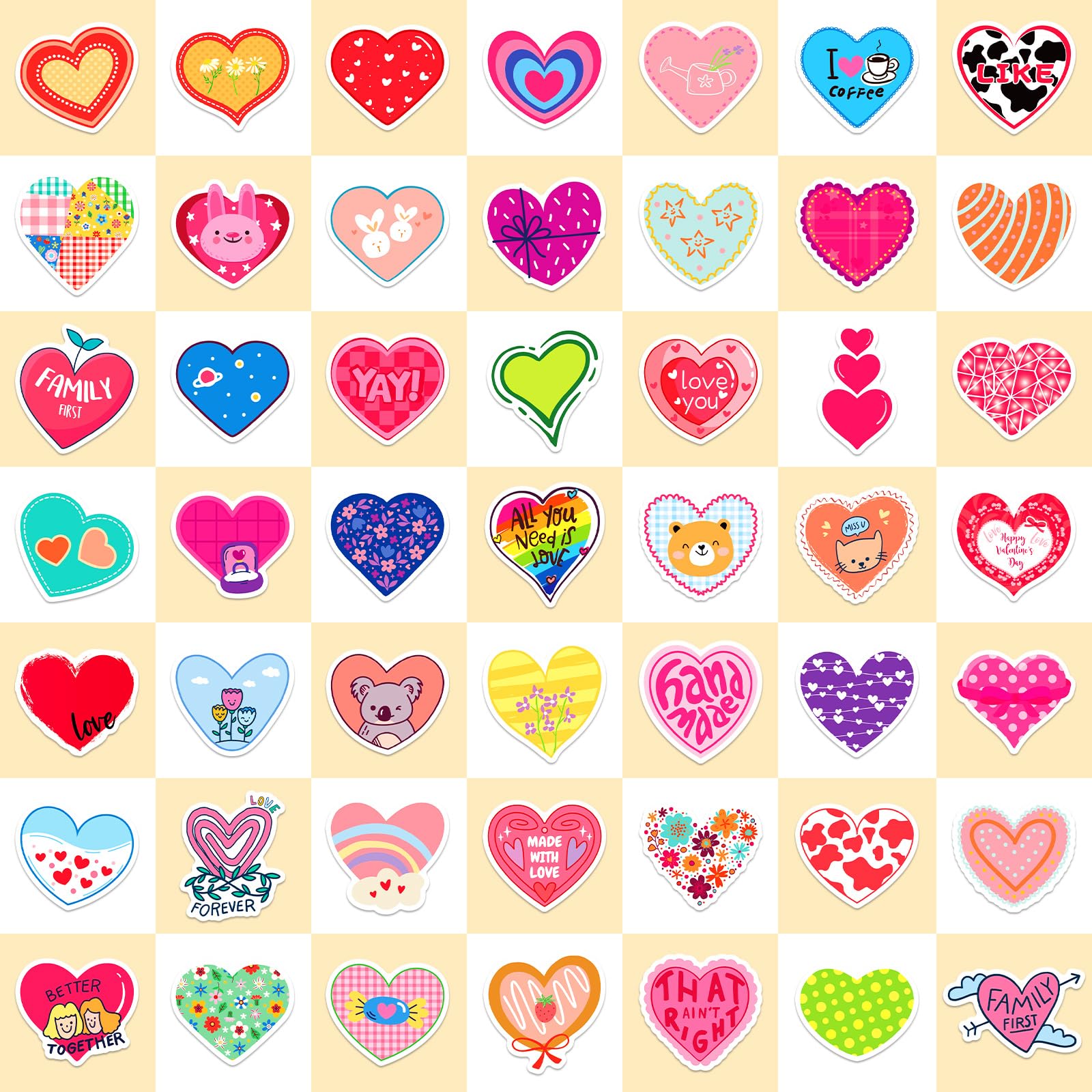 100PCS Heart Stickers for Valentine's Day - Unique Non-Repeating Love Stickers, Romantic Party Decorations, DIY Scrapbooking & Gift Wrapping Supplies - Perfect for Valentine's Gifts, Cards, Journals, and Party Favors