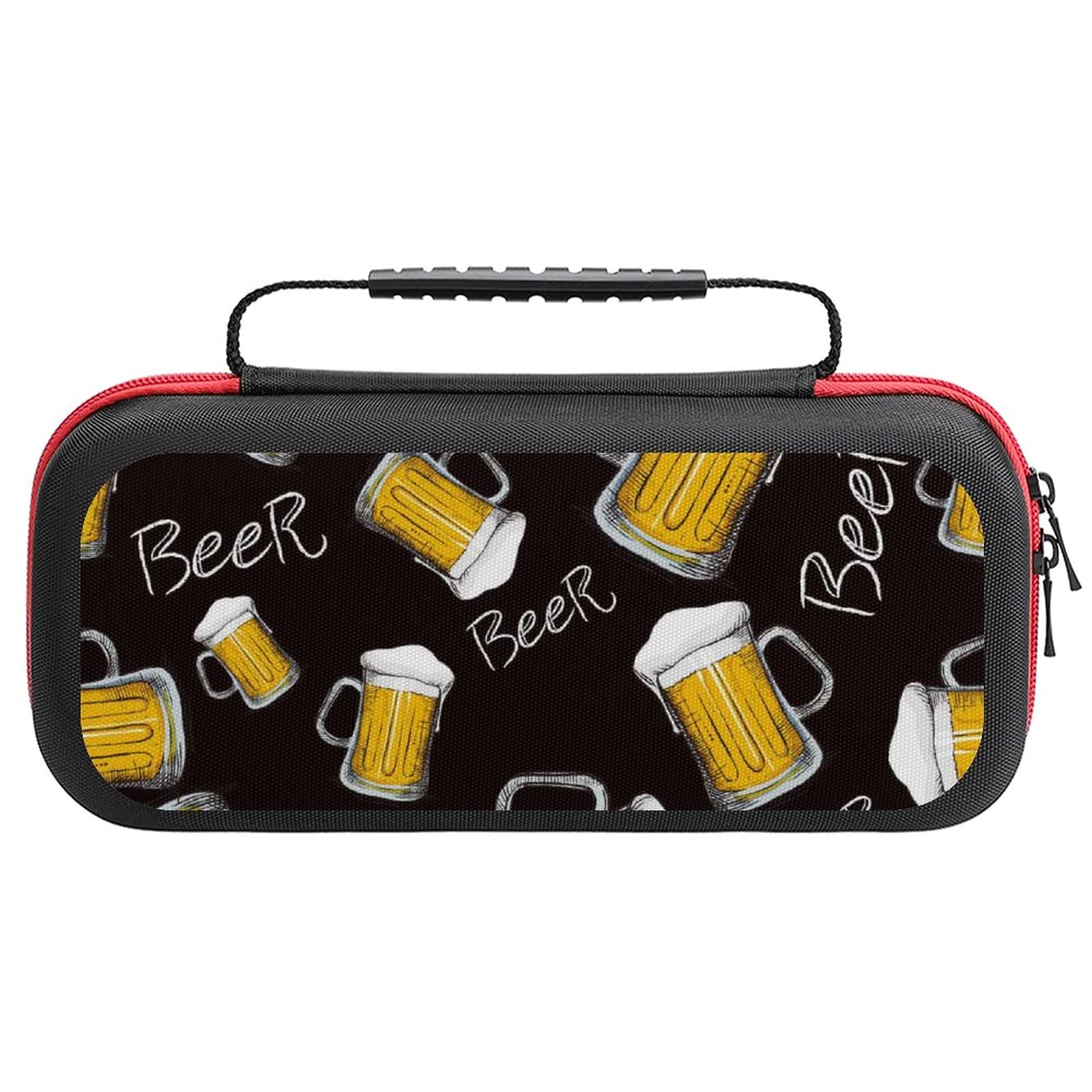 Durable Printed Beer Mug Carrying Case for Nintendo Switch Lite & Accessories - Travel-Friendly Storage Bag for Gaming on the Go, Commuting, and Outdoor Adventures