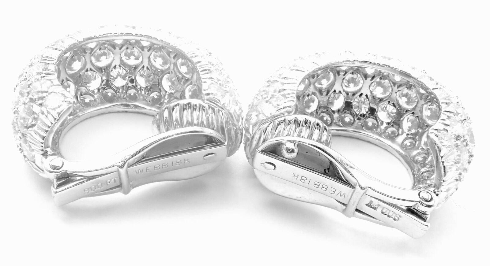 Authentic David Webb Platinum 18k White Gold 10 Carat Diamond Hoop Earrings for Women - Luxury Jewelry Gift for Anniversary, Wedding & Special Occasions