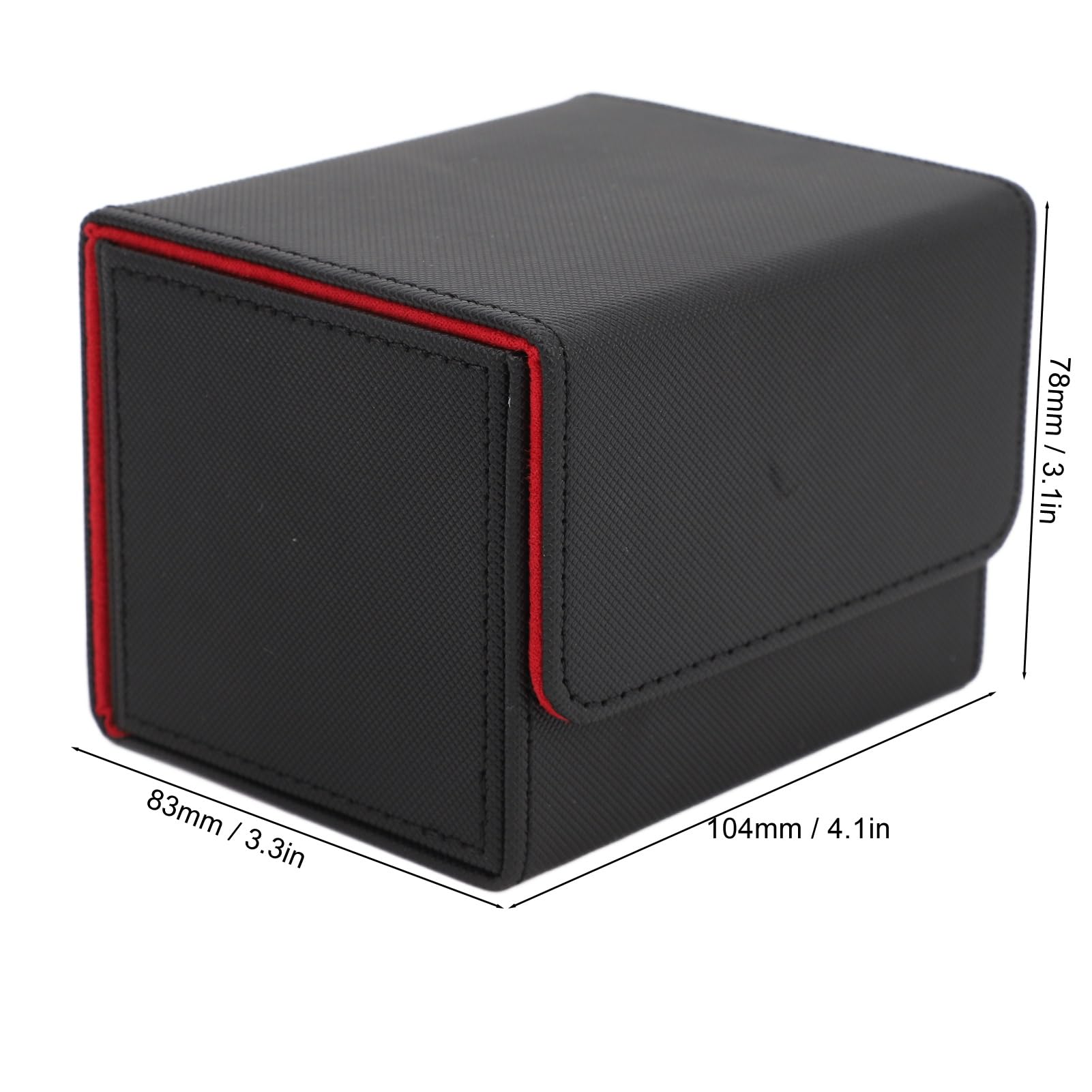 Premium Playing Card Storage Box - ScratchProof Magnetic Lid Deck Holder for Tarot, Poker & Collectible Cards (Black/Red) - Perfect for Game Nights, Travel & Card Collection Organization