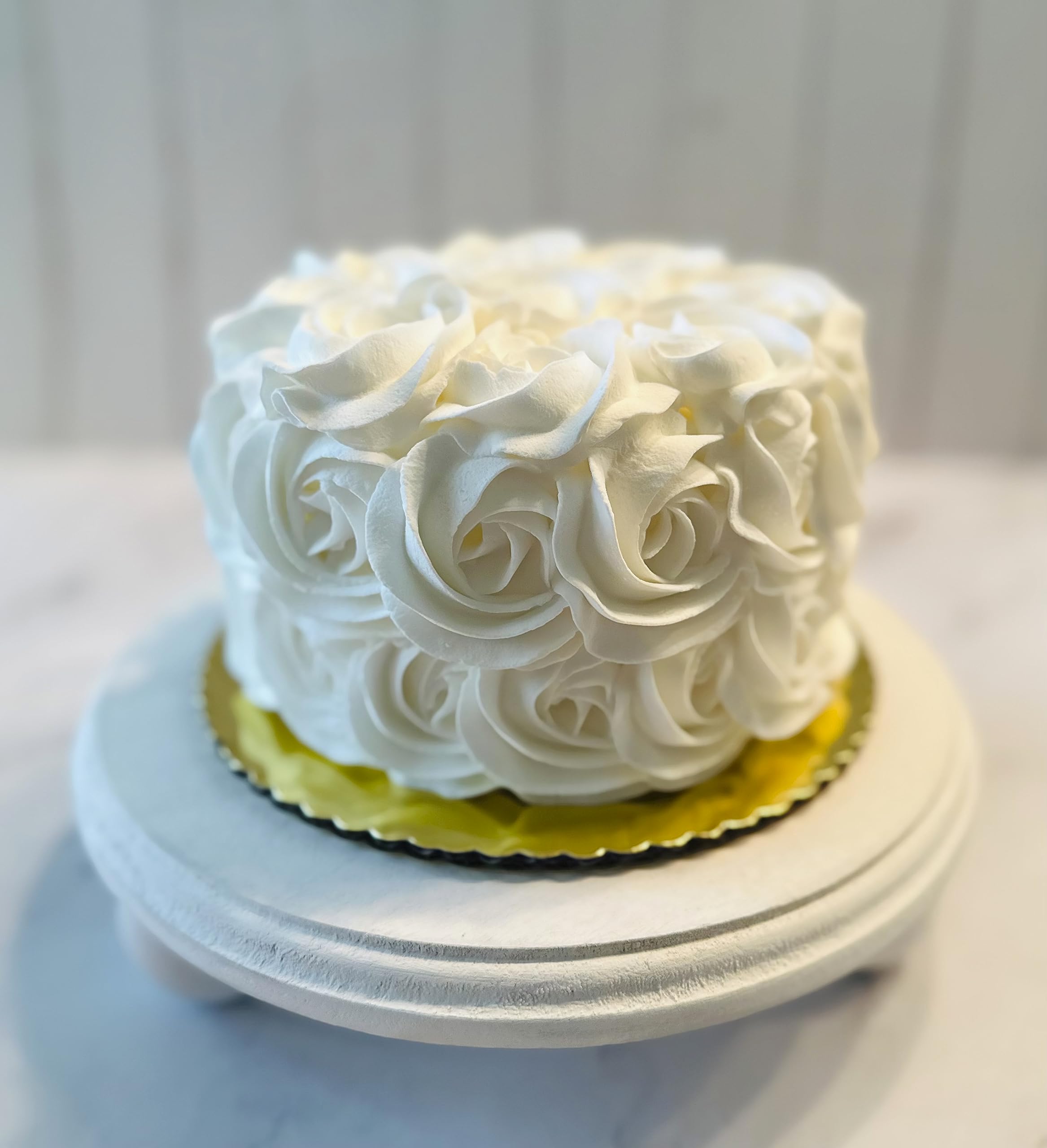 Dezicakes Handmade White Rosette Fake Cake - Artificial Cake for Wedding, Baby Shower & Party Decorations