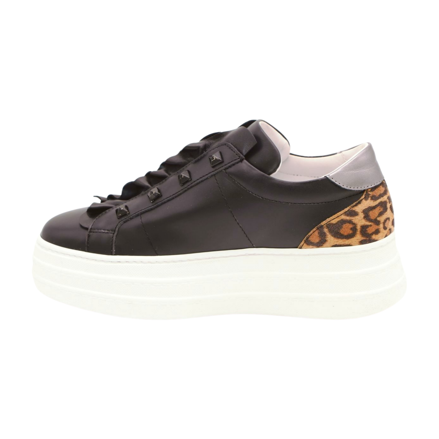 Marco Moreo Black Platform Sneakers with Frill Detail - Women's Fashion Trainers M641 | Stylish Casual Shoes for Everyday Wear & Outfits