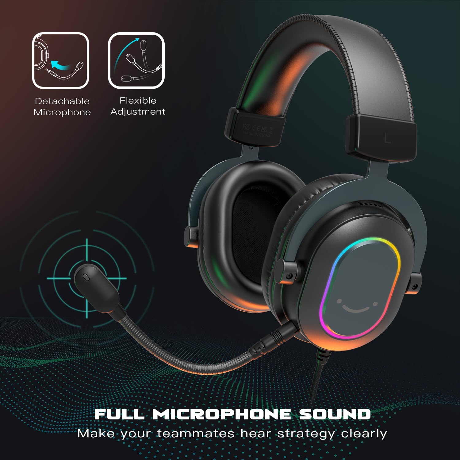 FIFINE AmpliGame H6 Gaming Headset - Wired USB Headphones with Noise-Canceling Microphone, 7.1 Surround Sound for PC, PS4, PS5 | EQ Mode, RGB Lighting, Memory Foam Ear Pads | Perfect for Streaming, Gaming & Online Meetings