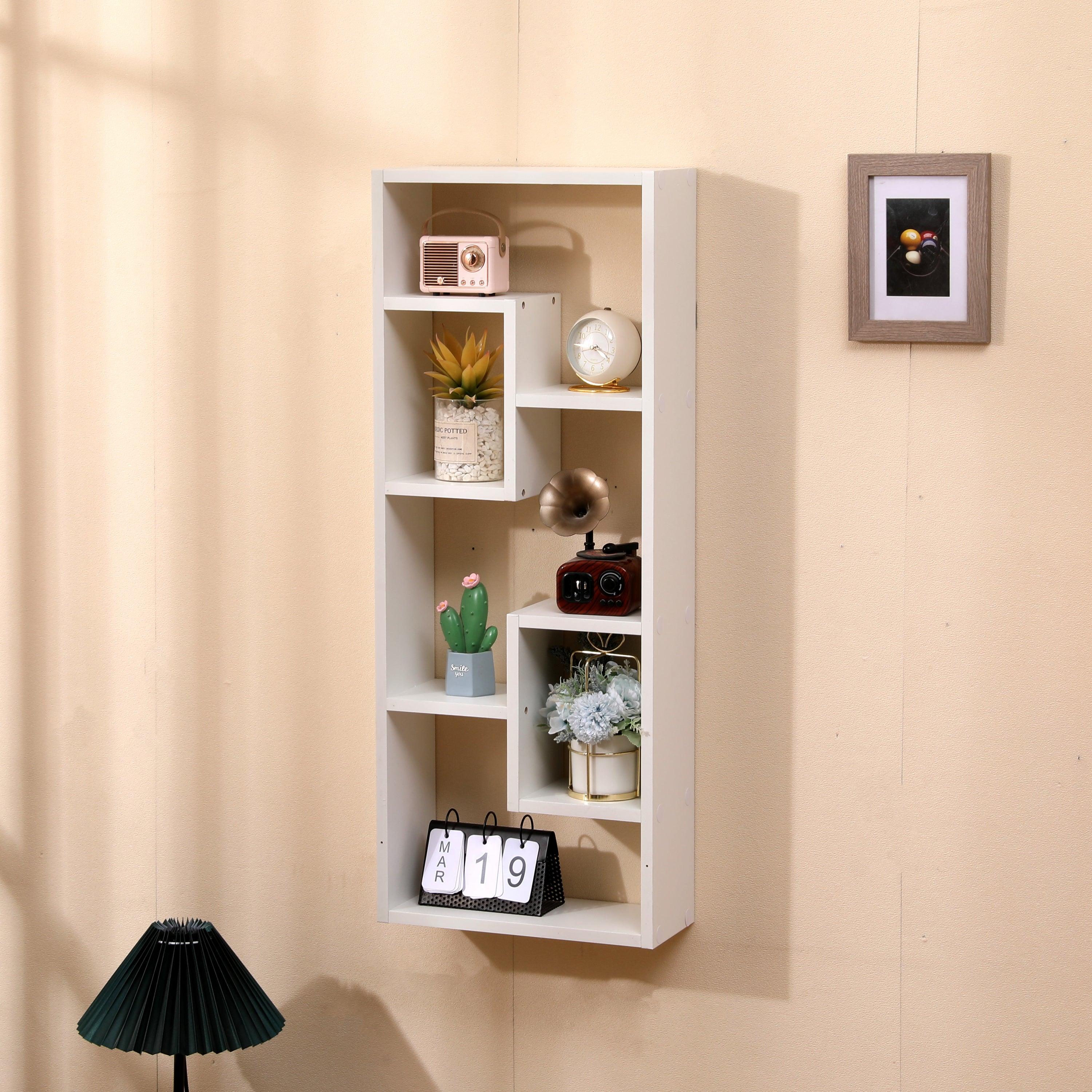 5-Tier Wooden Bookshelf - Freestanding Open Bookcase with 2 Keyhole Hangers, White Home Office Storage Shelf for Living Room, Study & Bedroom - Perfect for Organizing Books, Decor & Display Items