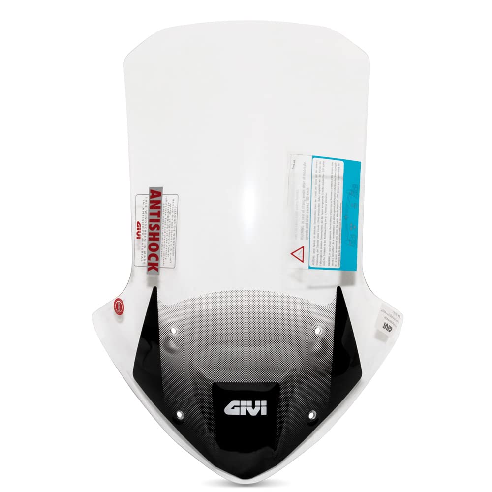 GIVI D1146ST Motorcycle Windshield - Universal Fit for Bikes, Durable Polycarbonate Wind Screen for Enhanced Riding Comfort - Perfect for Highway Cruising and Long-Distance Tours