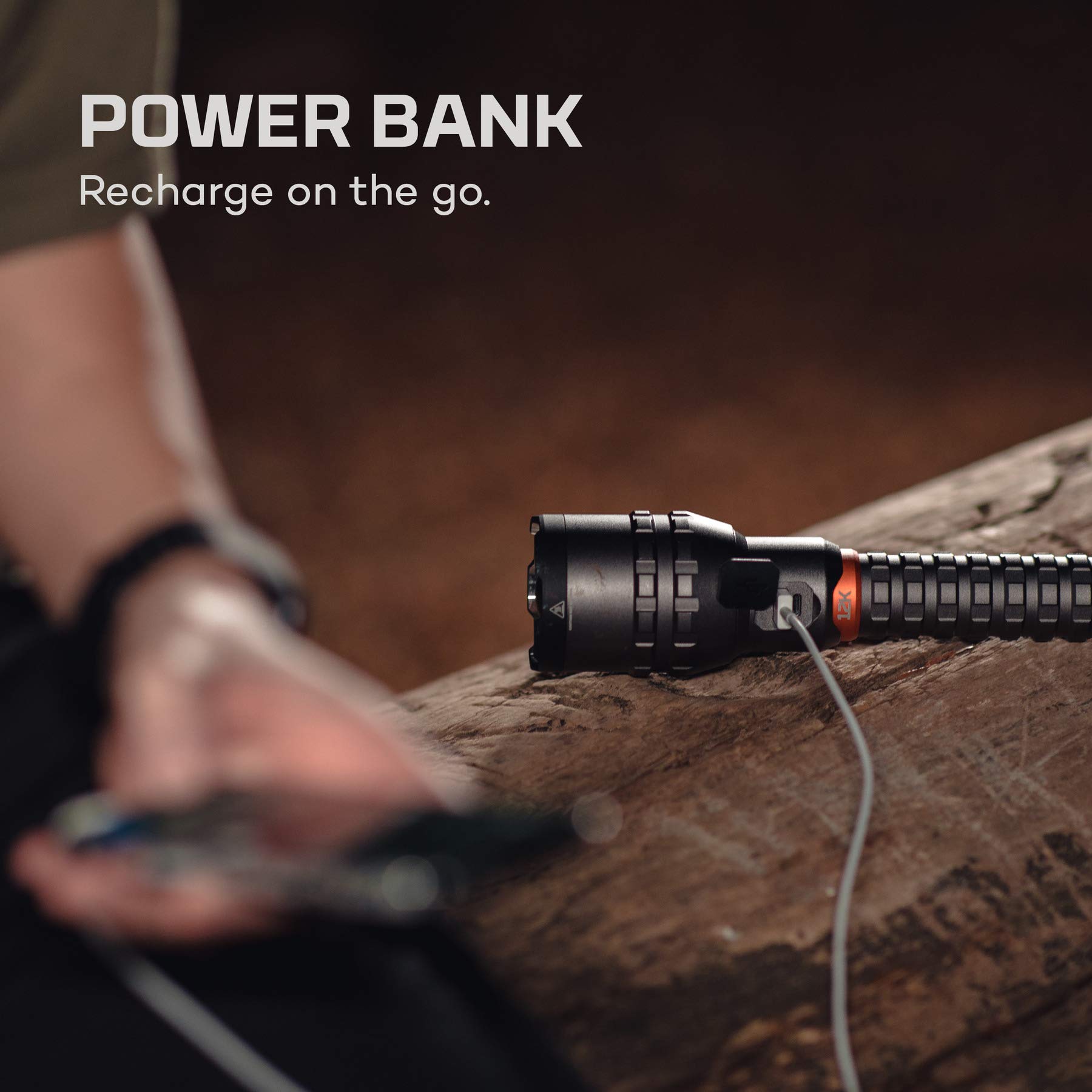 NEBO Redline FLT-1007 12,000 Lumen Rechargeable LED Flashlight - Adjustable Beam, High Power, with EdisonBright USB Reading Light | Camping, Emergency, Outdoor, Home Use