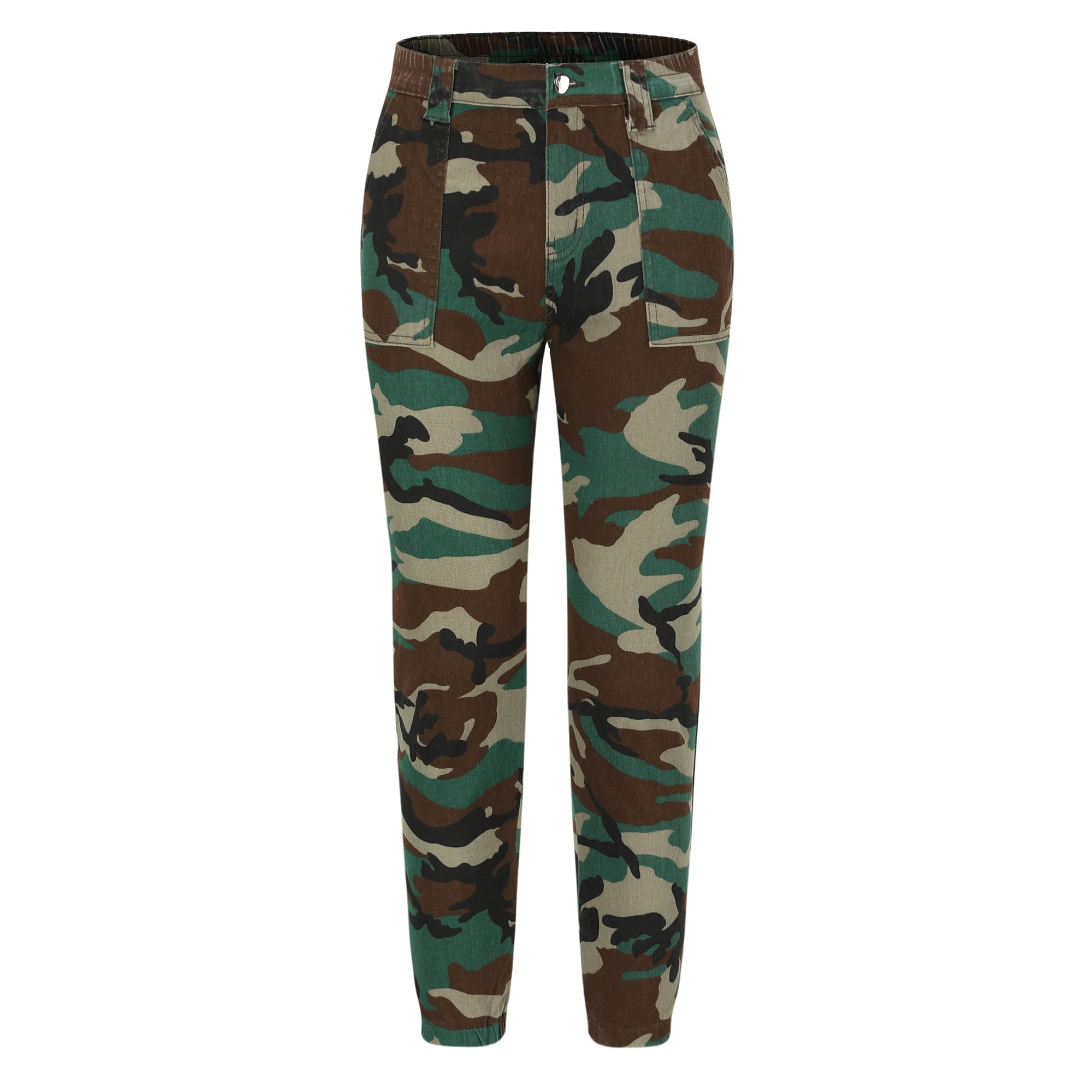 THUNDER STAR Women's Stretch Cropped Jogger Jeans - Mid Rise Denim Cargo Pants for Casual Wear, Workout & Street Style Fashion